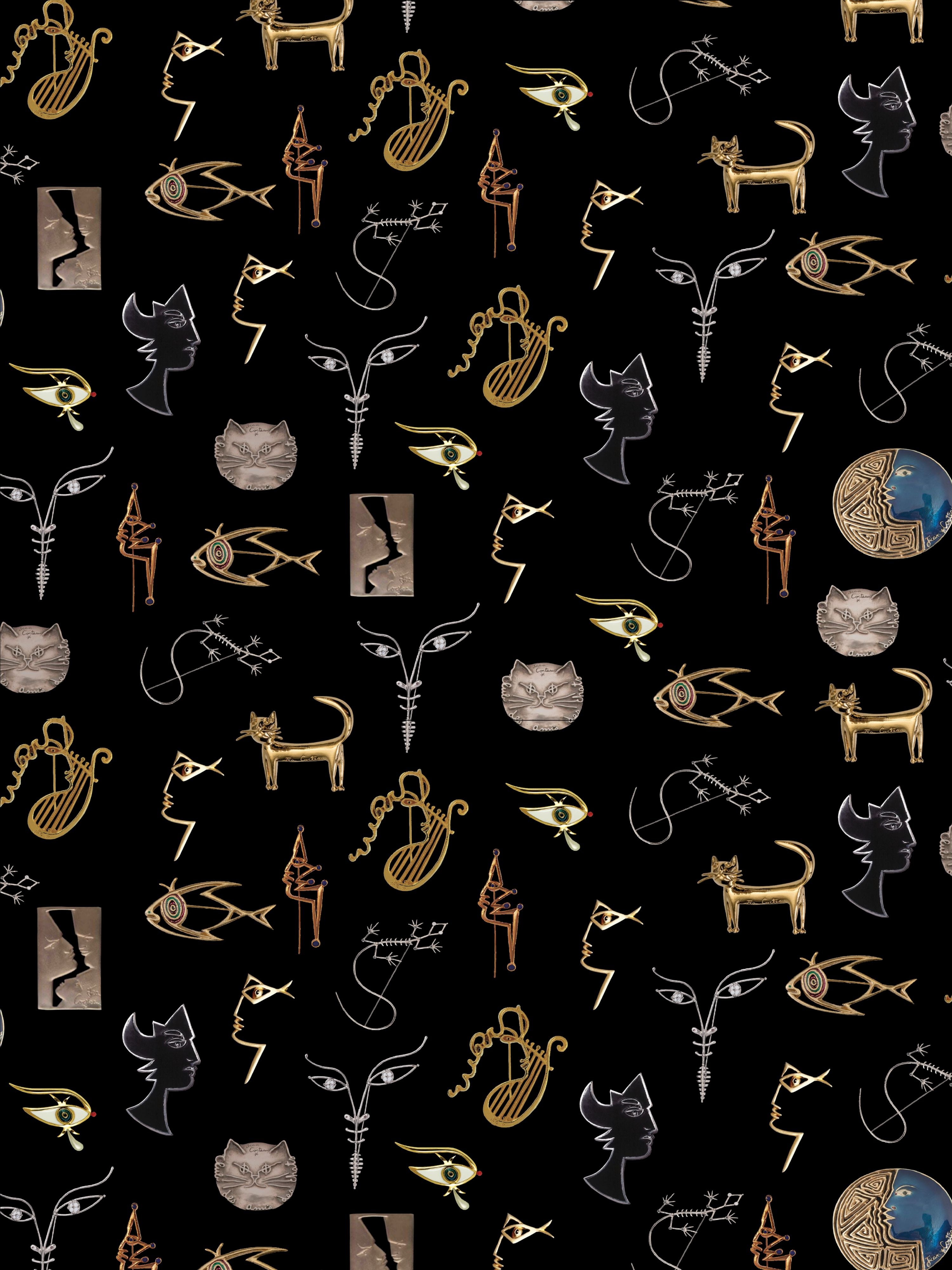 Joyaux wallpaper in noir color - pattern number WH 000016463 - by Scalamandre in the  collection