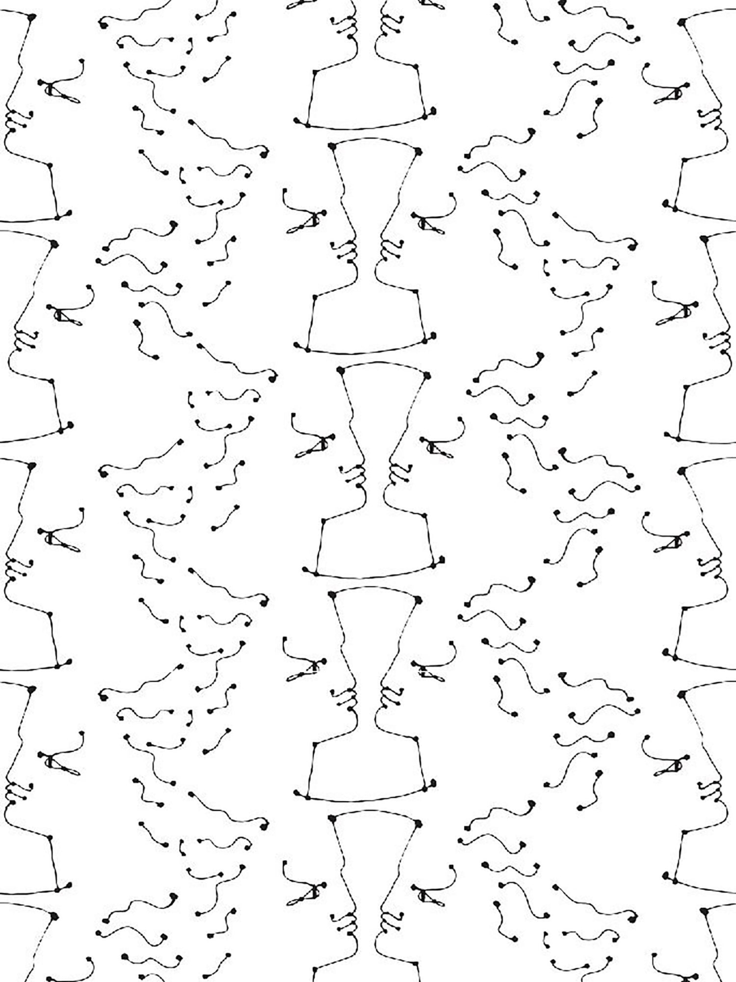 Tete a Tete wallpaper in ivoire noir color - pattern number WH 000016464 - by Scalamandre in the  collection