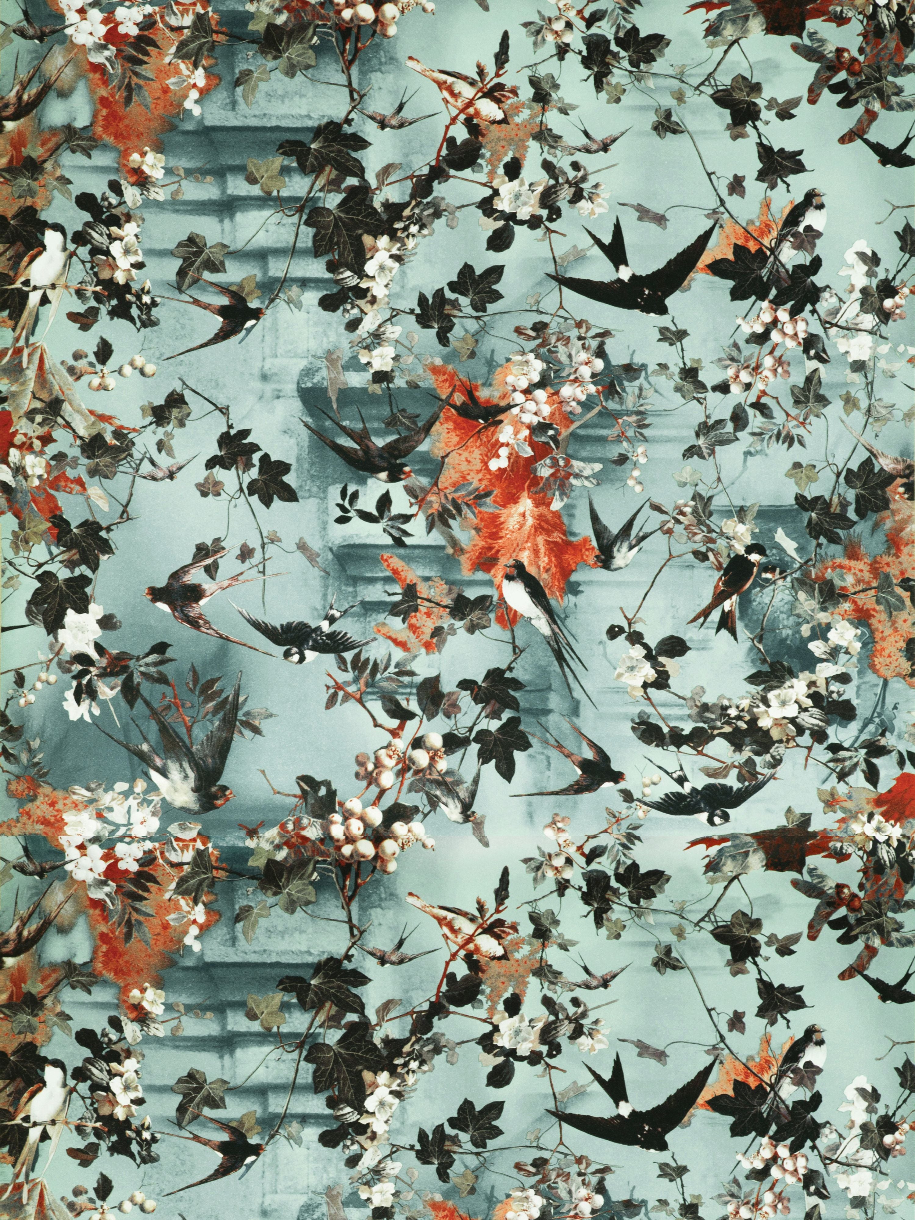 Hirondelles wallpaper in ete color - pattern number WH 000023306 - by Scalamandre in the  collection