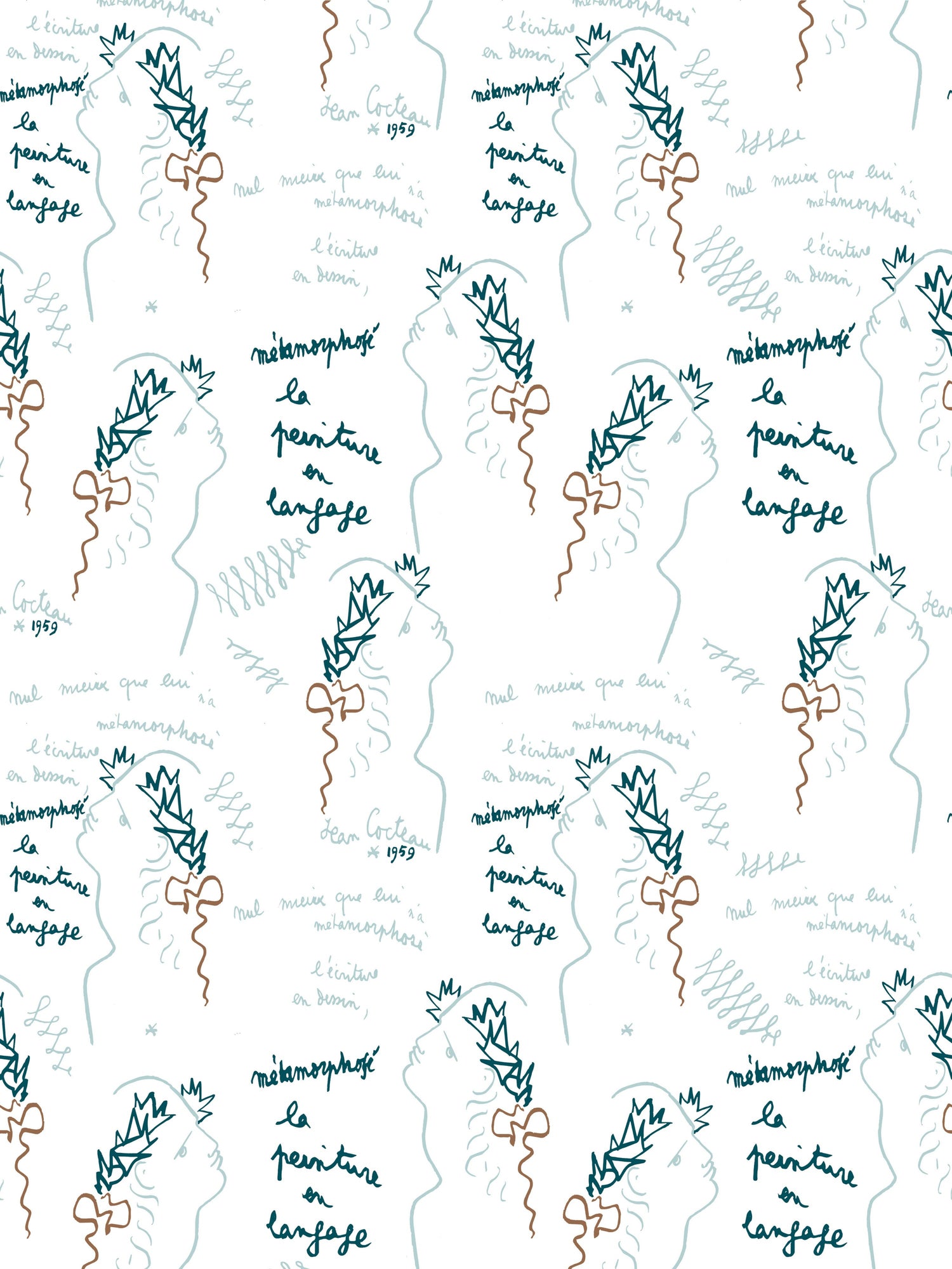 Ecriture wallpaper in ciel color - pattern number WH 000026465 - by Scalamandre in the  collection
