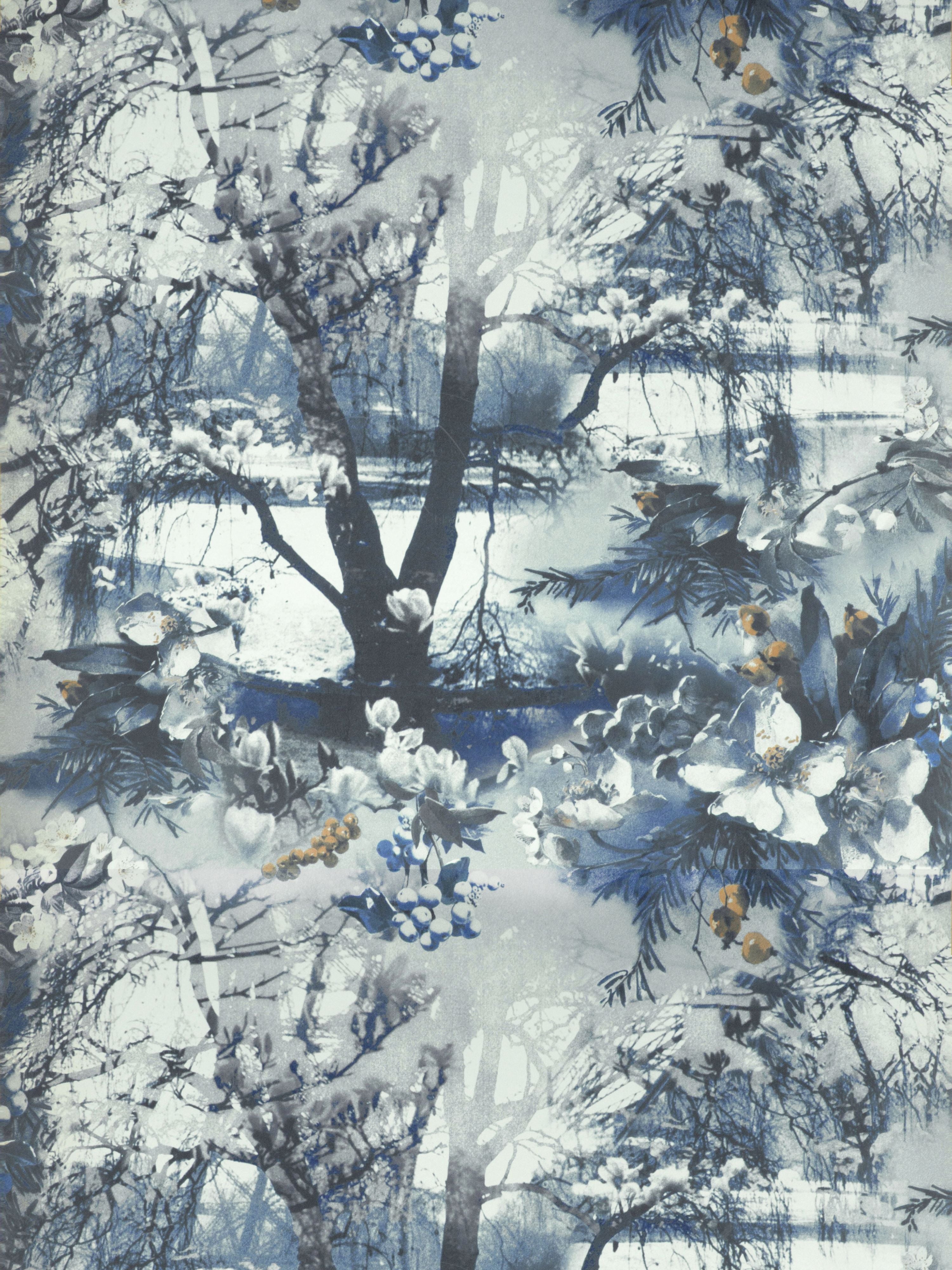 Brume wallpaper in encre color - pattern number WH 000033307 - by Scalamandre in the  collection