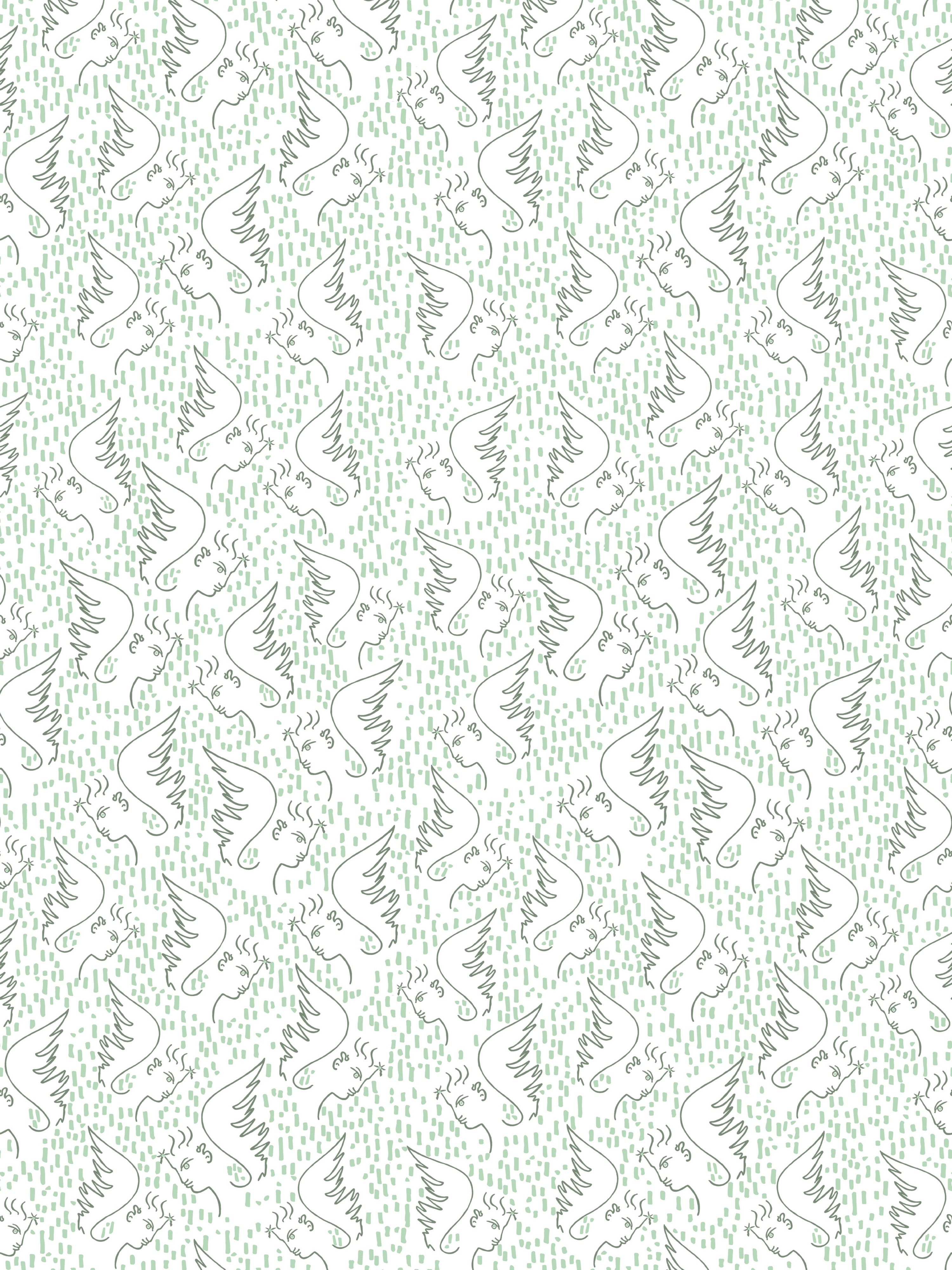 Figure Dange wallpaper in celadon color - pattern number WH 000036466 - by Scalamandre in the  collection
