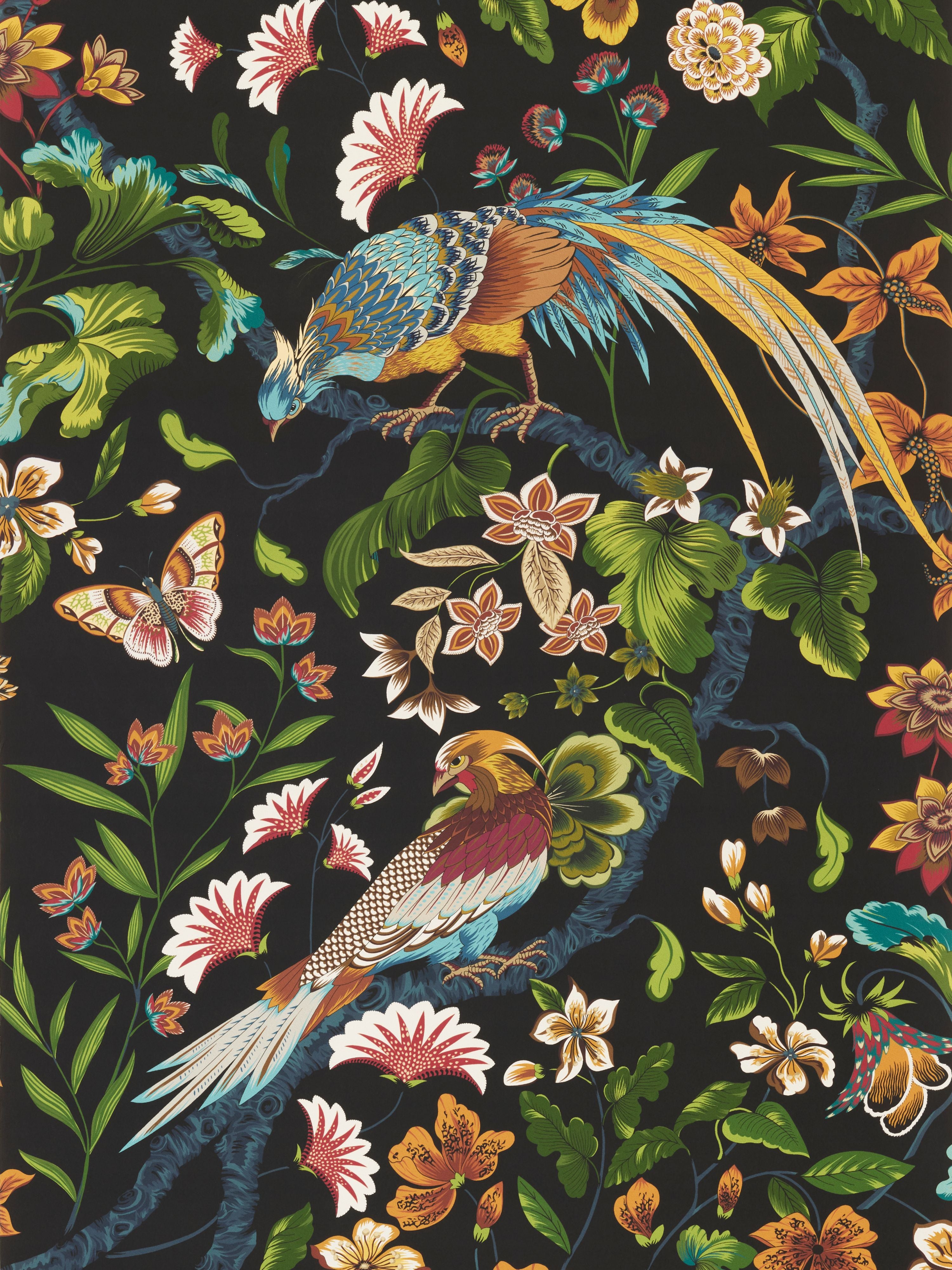 Botany Bay wallpaper in black ruby color - pattern number WJR 00026822D - by Scalamandre in the  collection