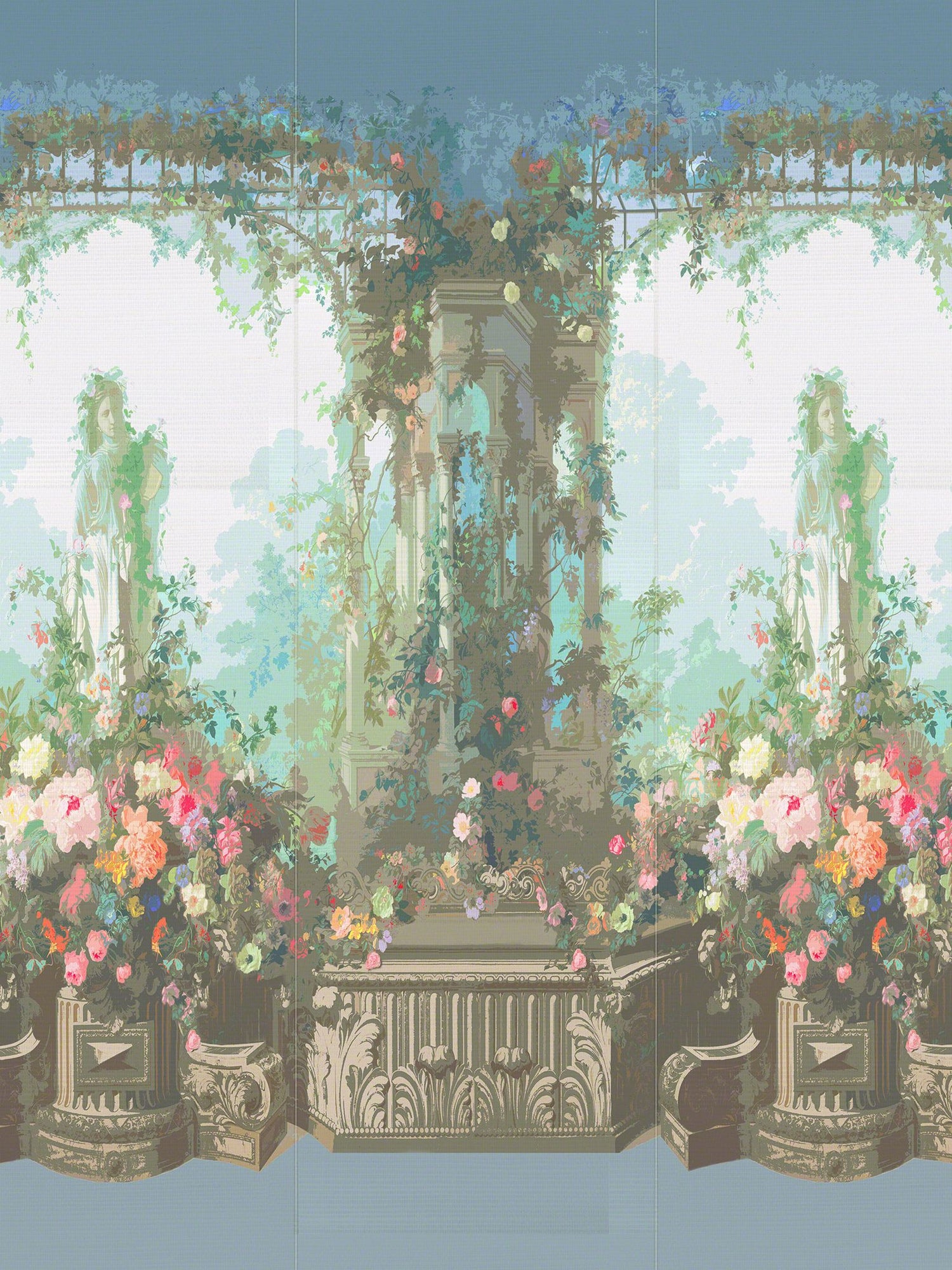 Jardin Defosse Dyptich fabric in chantilly color - pattern number WNM 0001JARP - by Scalamandre in the  collection