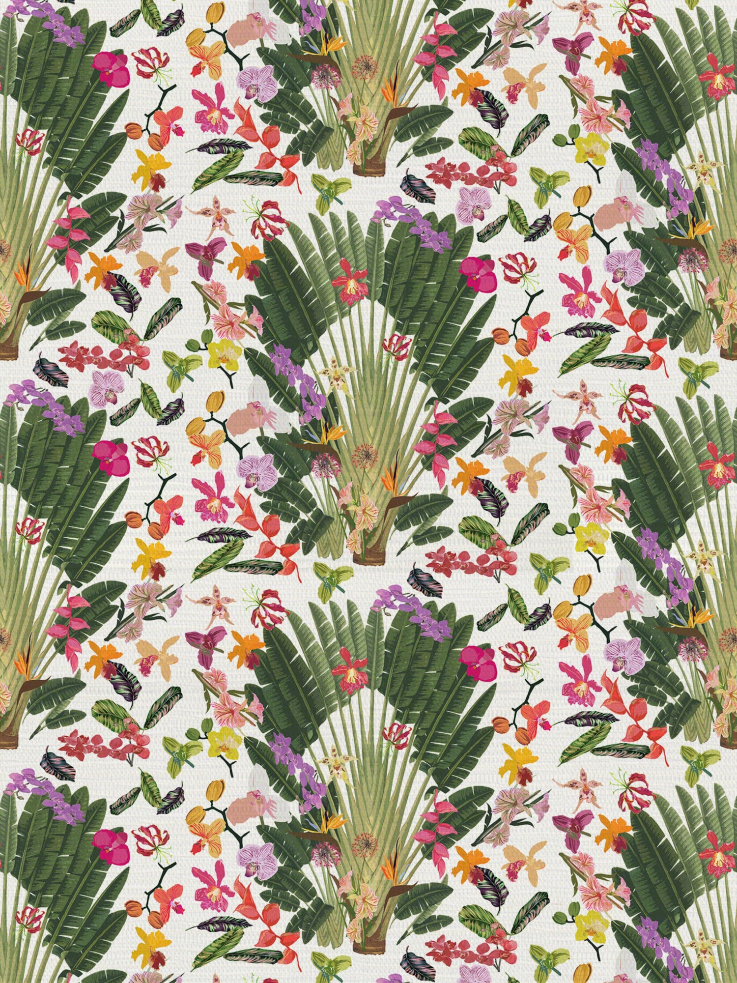Fantasy Tropical wallpaper in white color - pattern number WNM 0001TROP - by Scalamandre in the  collection
