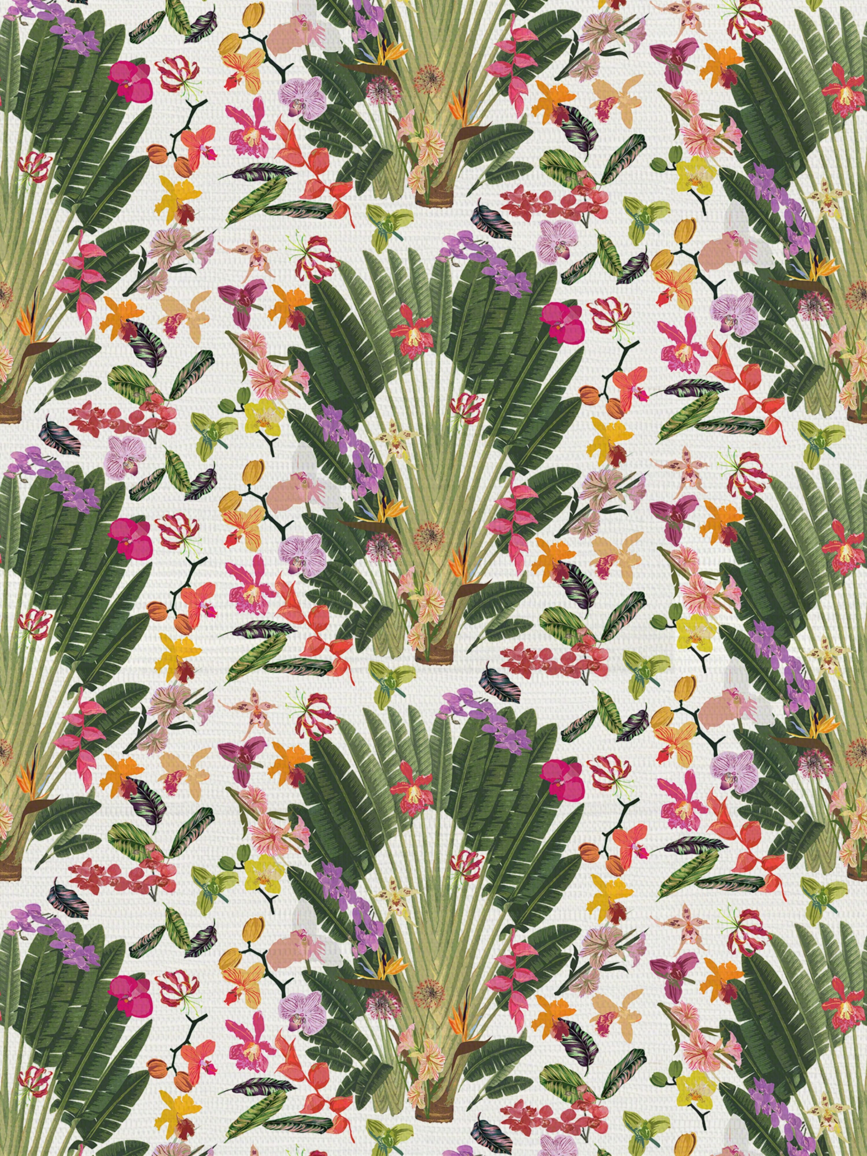 Fantasy Tropical wallpaper in white color - pattern number WNM 0001TROP - by Scalamandre in the  collection