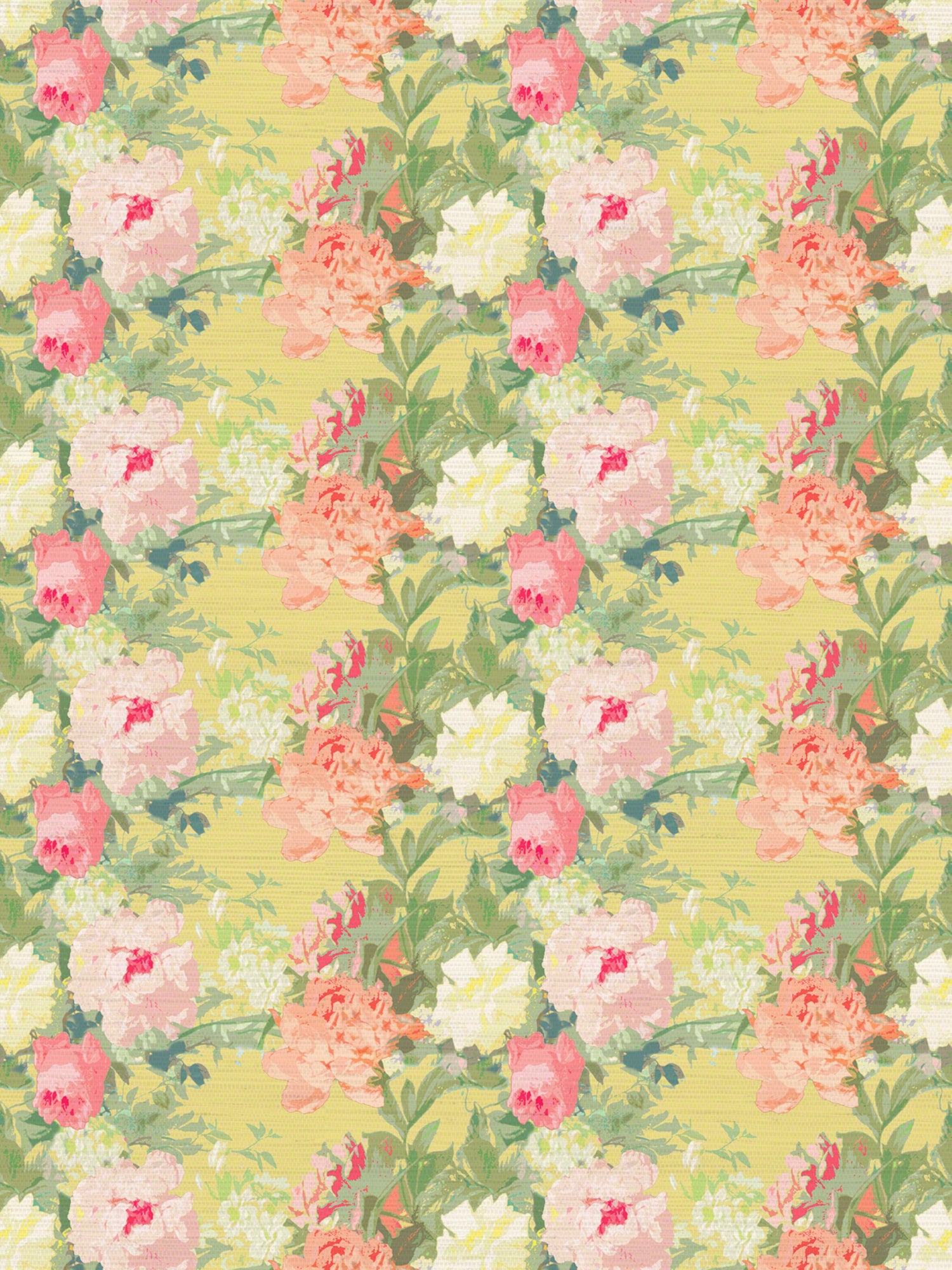 Les Fleurs wallpaper in lemon color - pattern number WNM 0002FLEU - by Scalamandre in the  collection