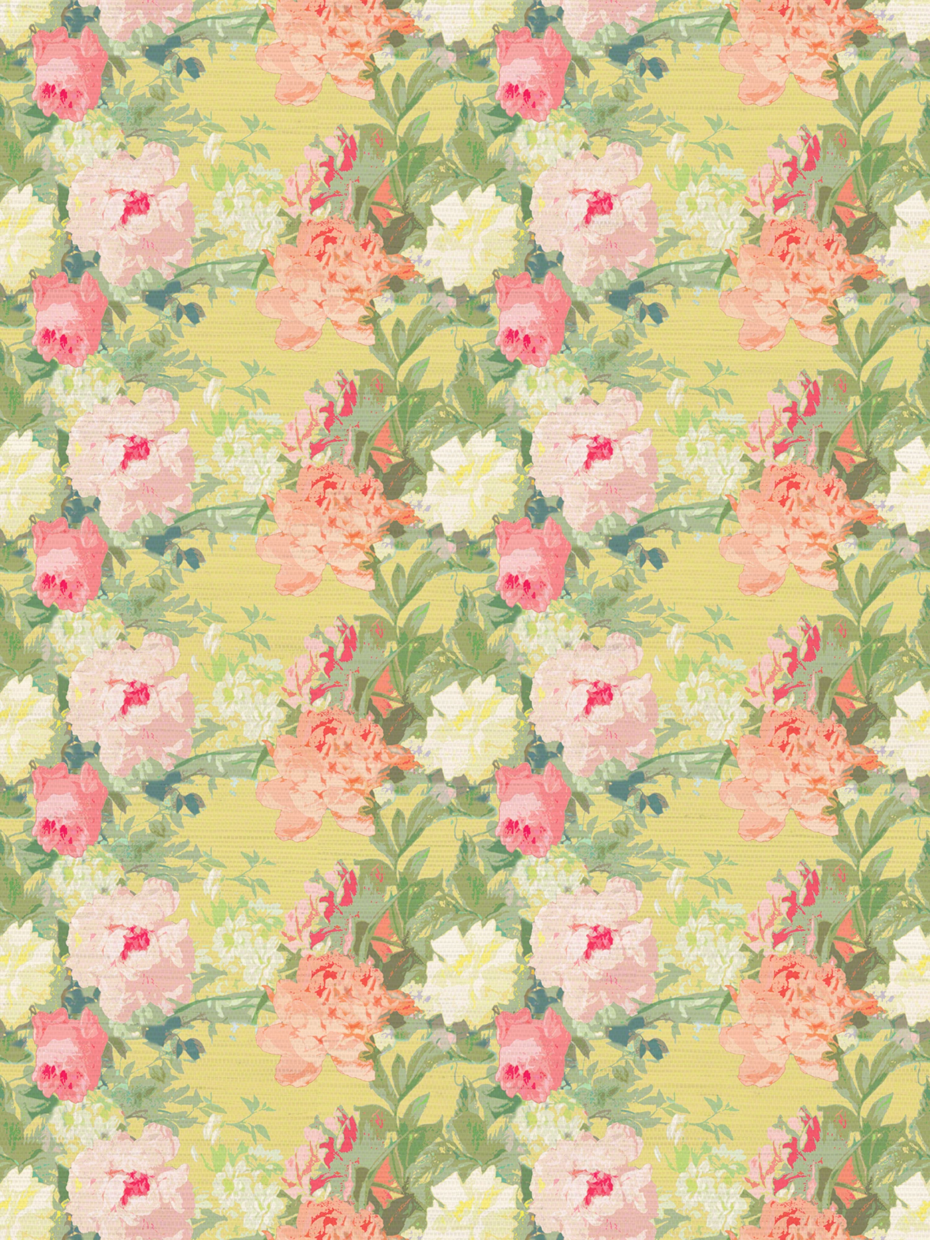Les Fleurs wallpaper in lemon color - pattern number WNM 0002FLEU - by Scalamandre in the  collection