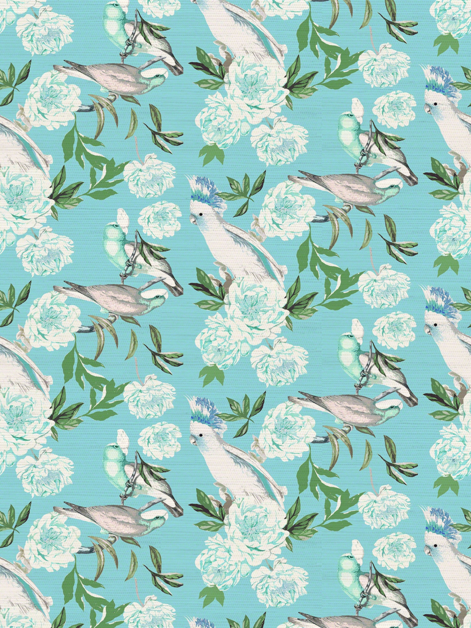 Peony Inspira wallpaper in azur color - pattern number WNM 0002PEON - by Scalamandre in the  collection