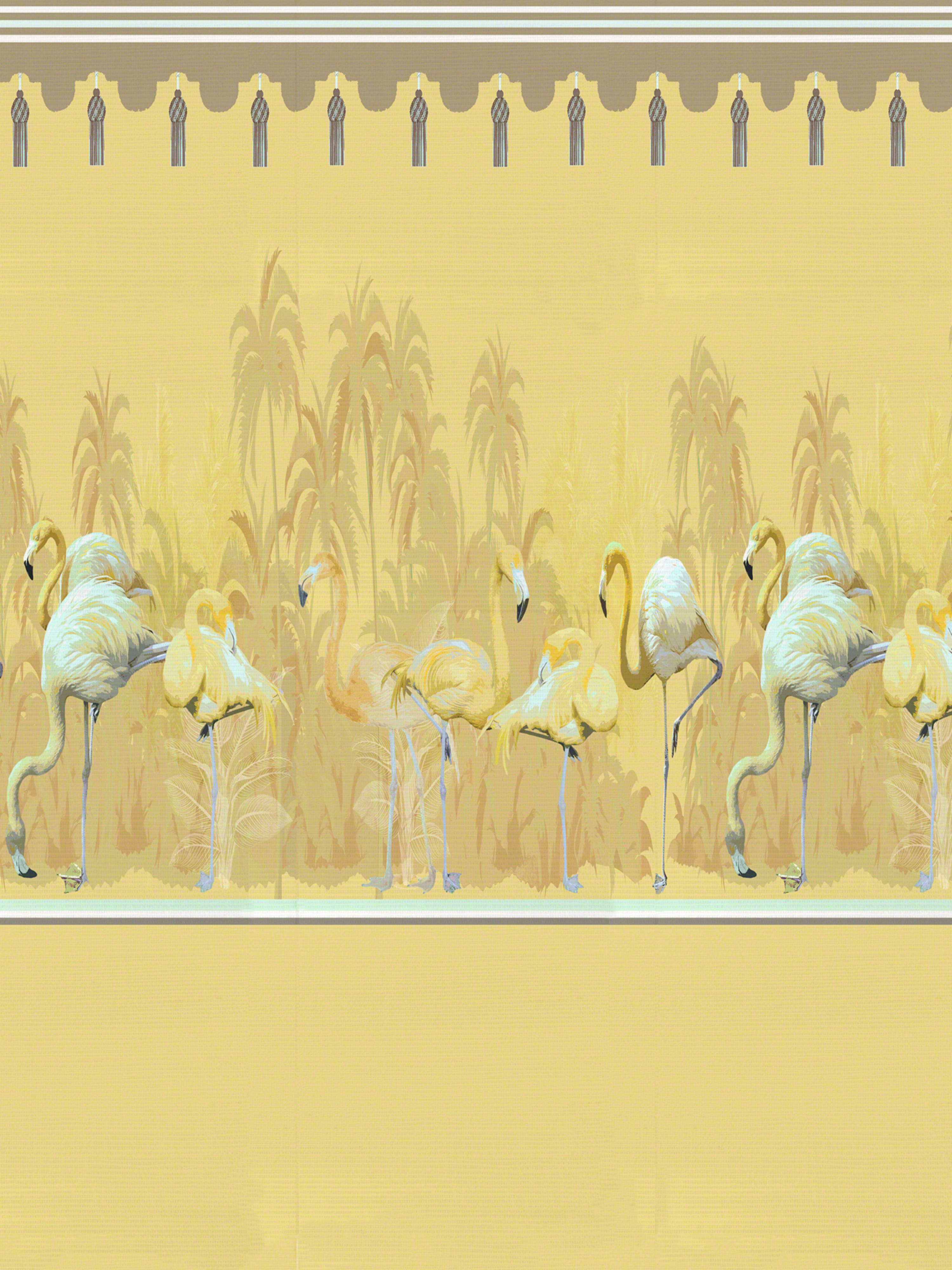 Palm Springs Dyptich Left Panel wallpaper in golden color - pattern number WNM 0003PSLP - by Scalamandre in the  collection