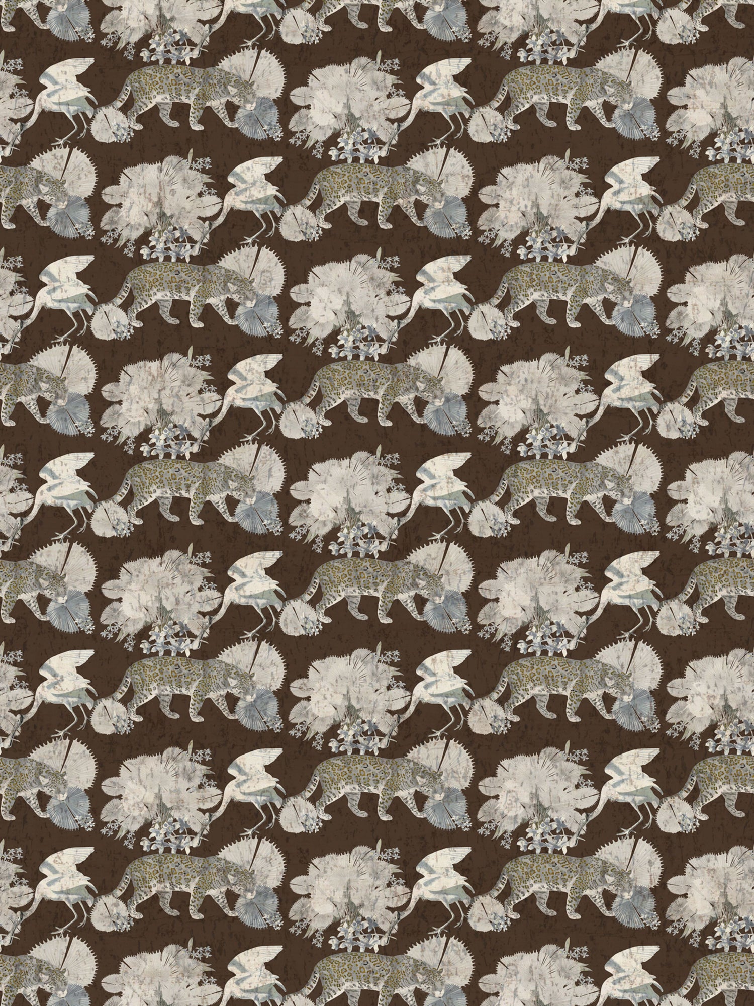 Leopard Walk wallpaper in chocolate color - pattern number WNM 0005LEOP - by Scalamandre in the  collection