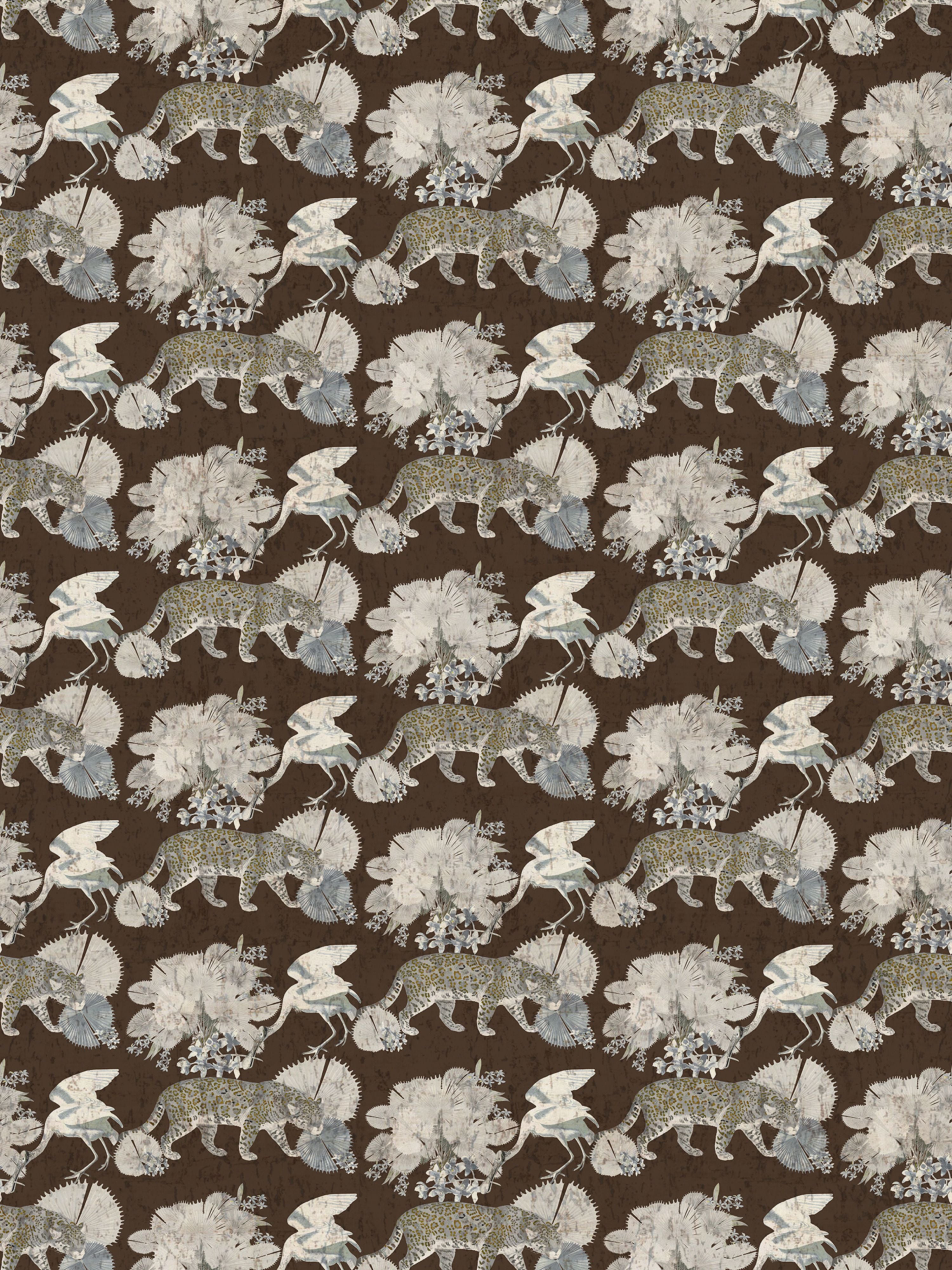 Leopard Walk wallpaper in chocolate color - pattern number WNM 0005LEOP - by Scalamandre in the  collection
