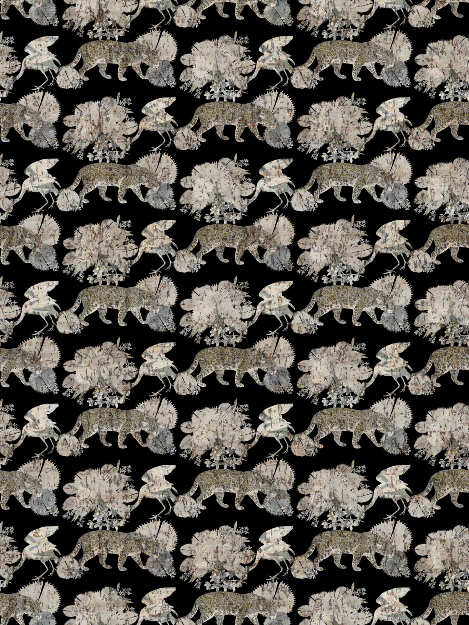 Leopard Walk wallpaper in black color - pattern number WNM 0006LEOP - by Scalamandre in the  collection