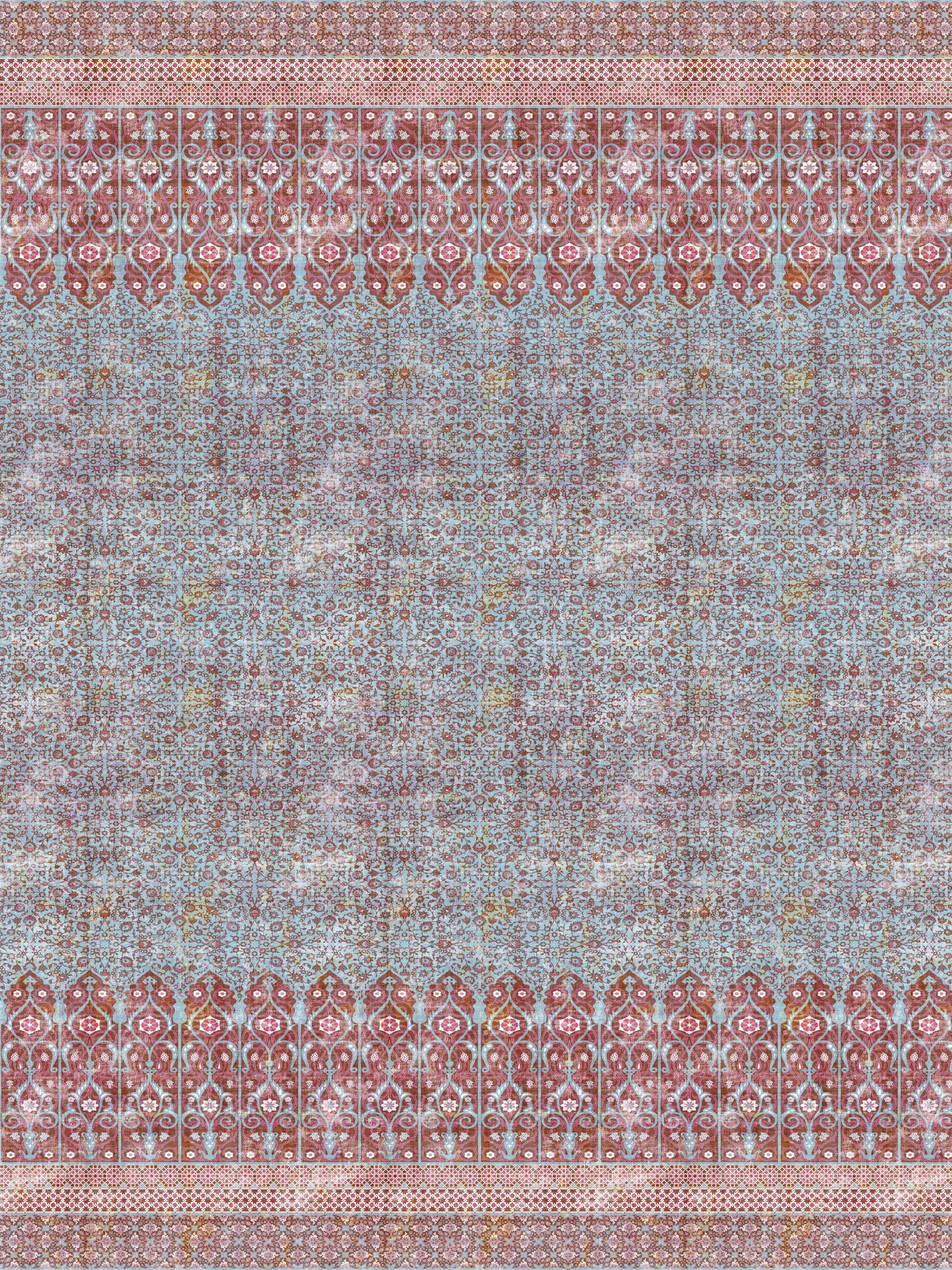 Iznik Overdye Panel wallpaper in red turquoise color - pattern number WNM 1037IZNI - by Scalamandre in the  collection