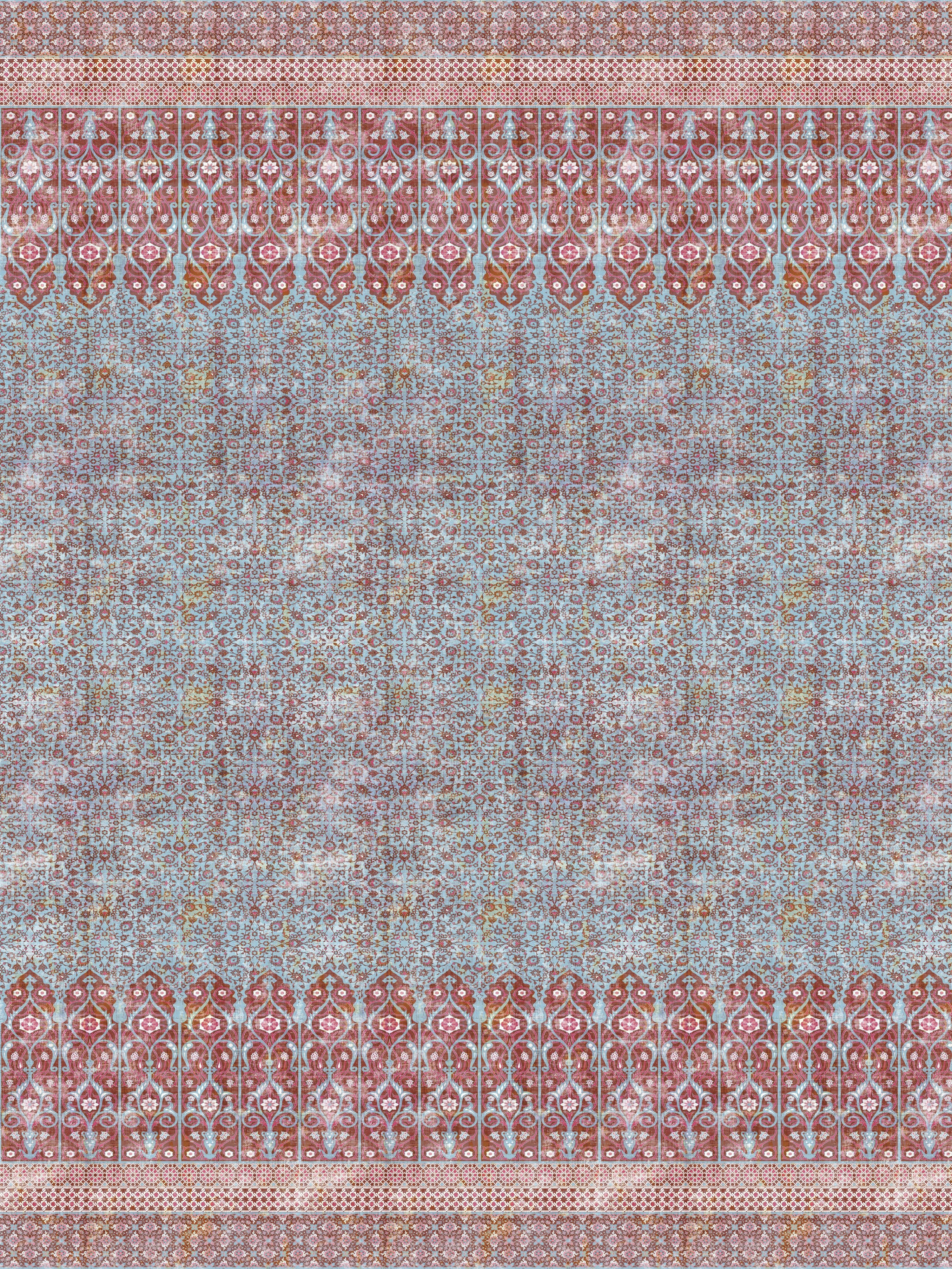 Iznik Overdye Panel wallpaper in red turquoise color - pattern number WNM 1037IZNI - by Scalamandre in the  collection