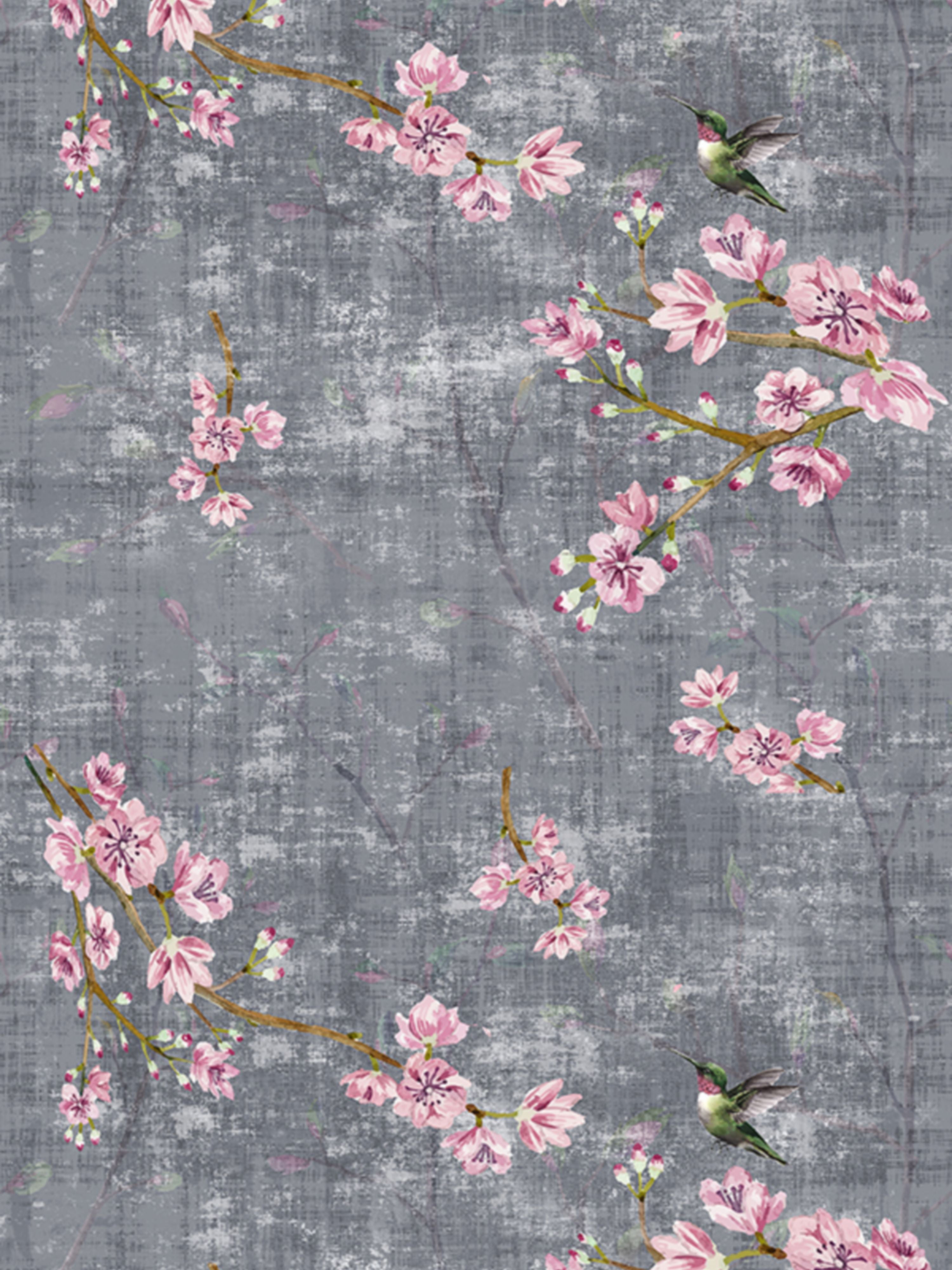 Blossom Fantasia wallpaper in charcoal color - pattern number WNM 1049BLOS - by Scalamandre in the  collection
