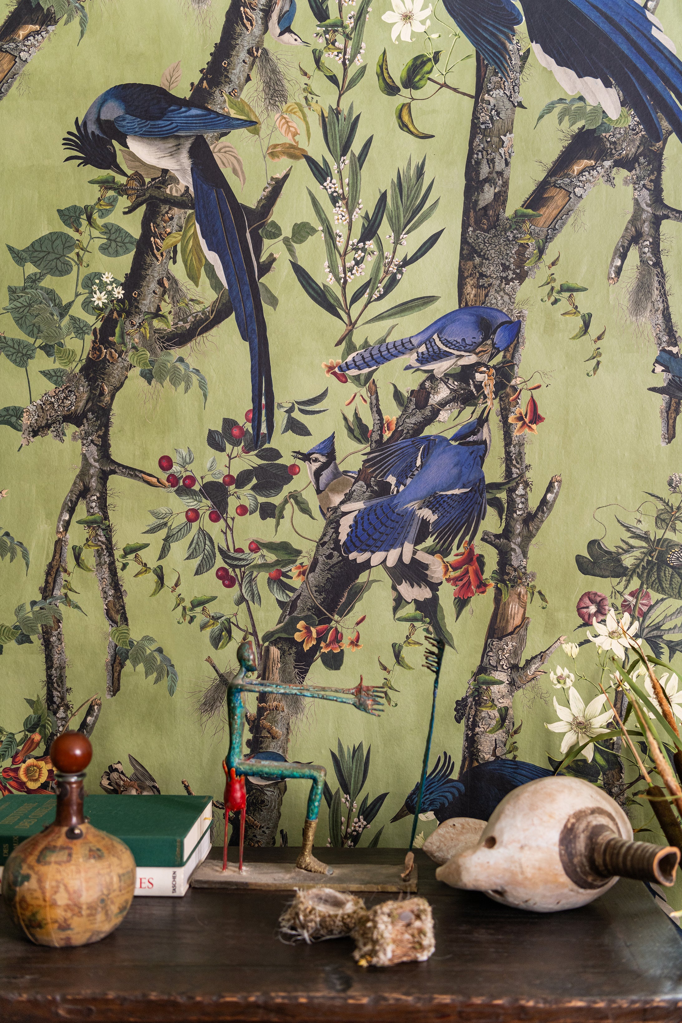 Birds of Danube wallpaper in green blue color - pattern number WP20715 - by Mind the Gap in the The Wetlands collection