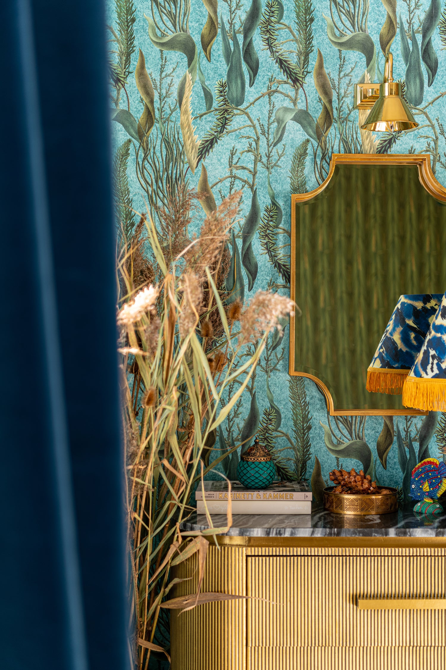 Aquatic Plants wallpaper in aquamarine color - pattern number WP20716 - by Mind the Gap in the The Wetlands collection