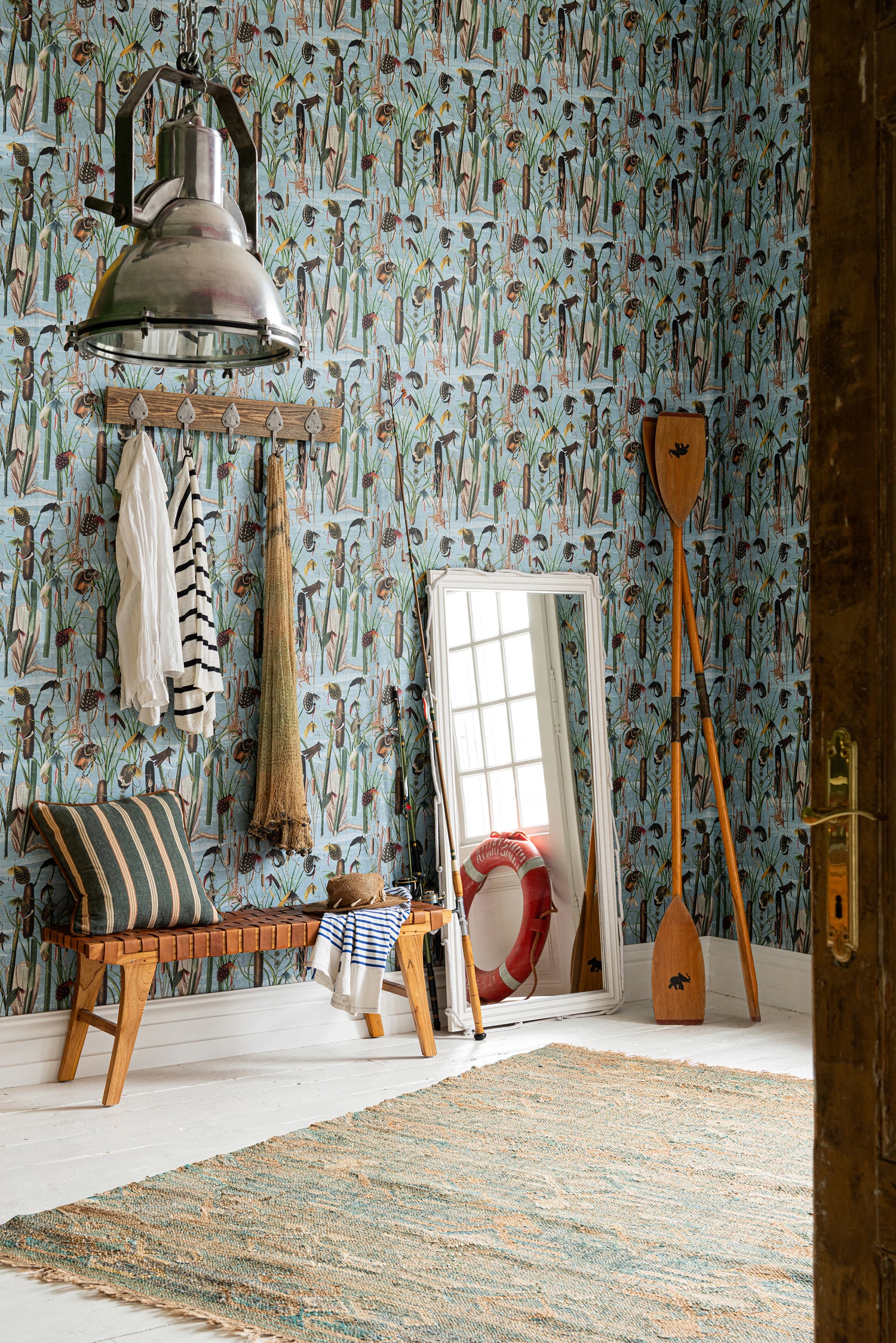 Fishing Flies wallpaper in aquamarine color - pattern number WP20721 - by Mind the Gap in the The Wetlands collection