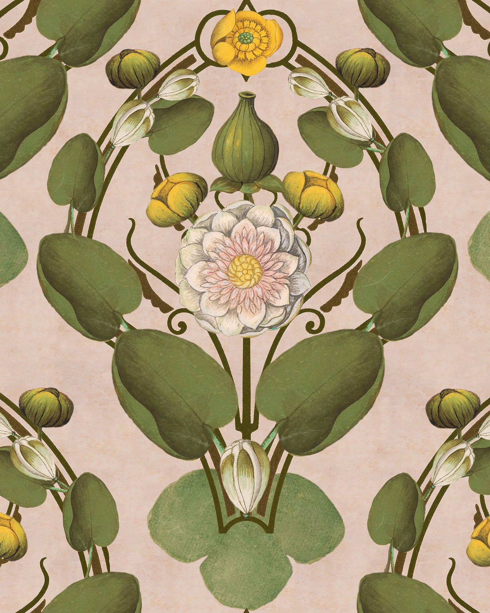 Nymphaea wallpaper in light pink color - pattern number WP20726 - by Mind the Gap in the The Wetlands collection