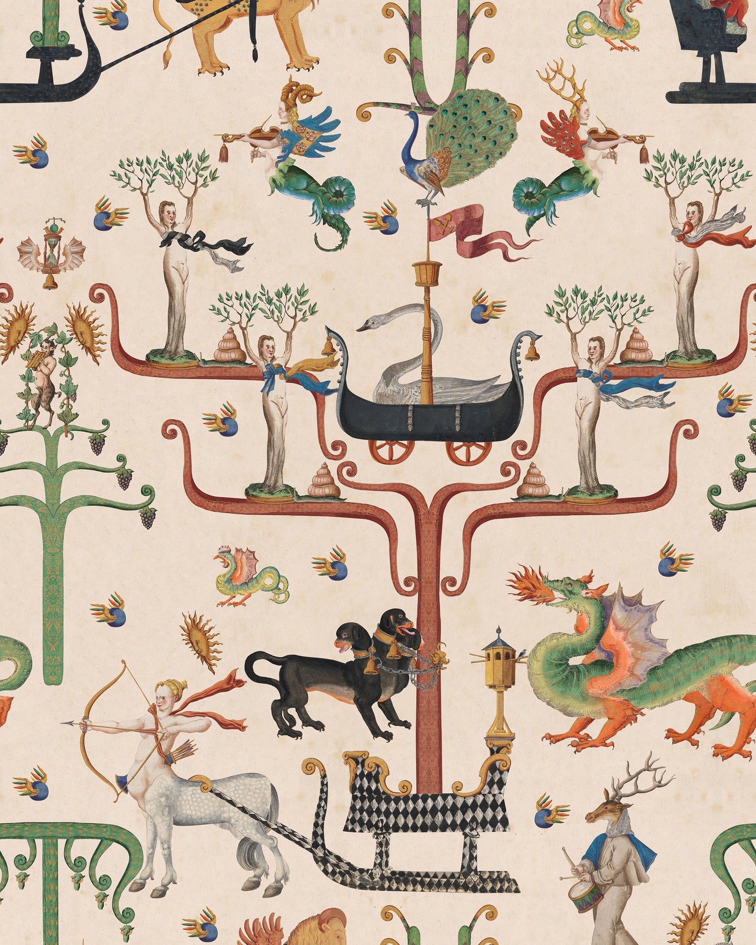Fairies And Dragons Wallpaper in taupe color - pattern number WP20896 - by Mind the Gap in the Transylvanian Rhapsody collection