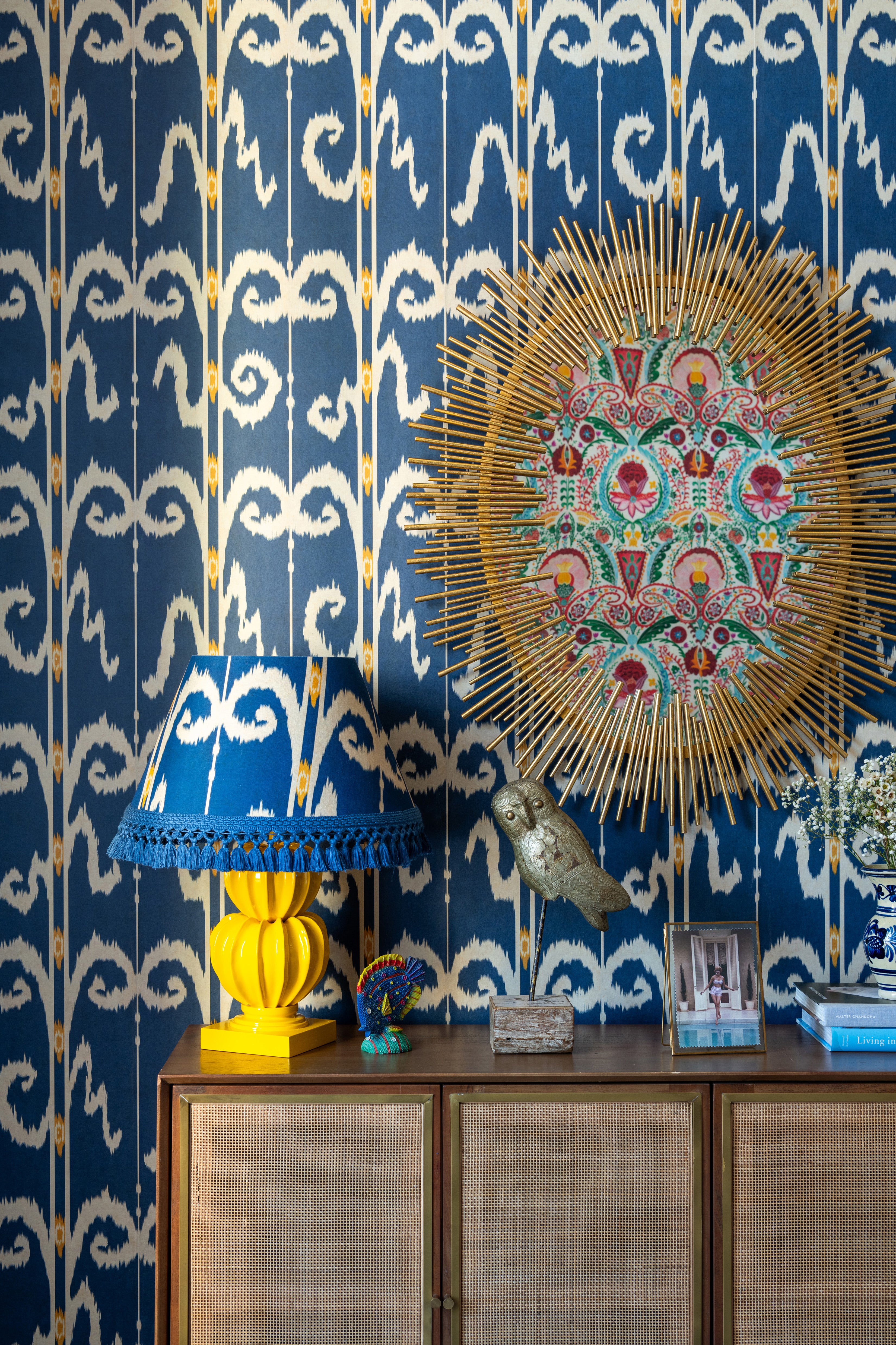 Elysia Ikat Wallpaper in celestial color - pattern number WP20908 - by Mind the Gap in the Transylvanian Rhapsody collection