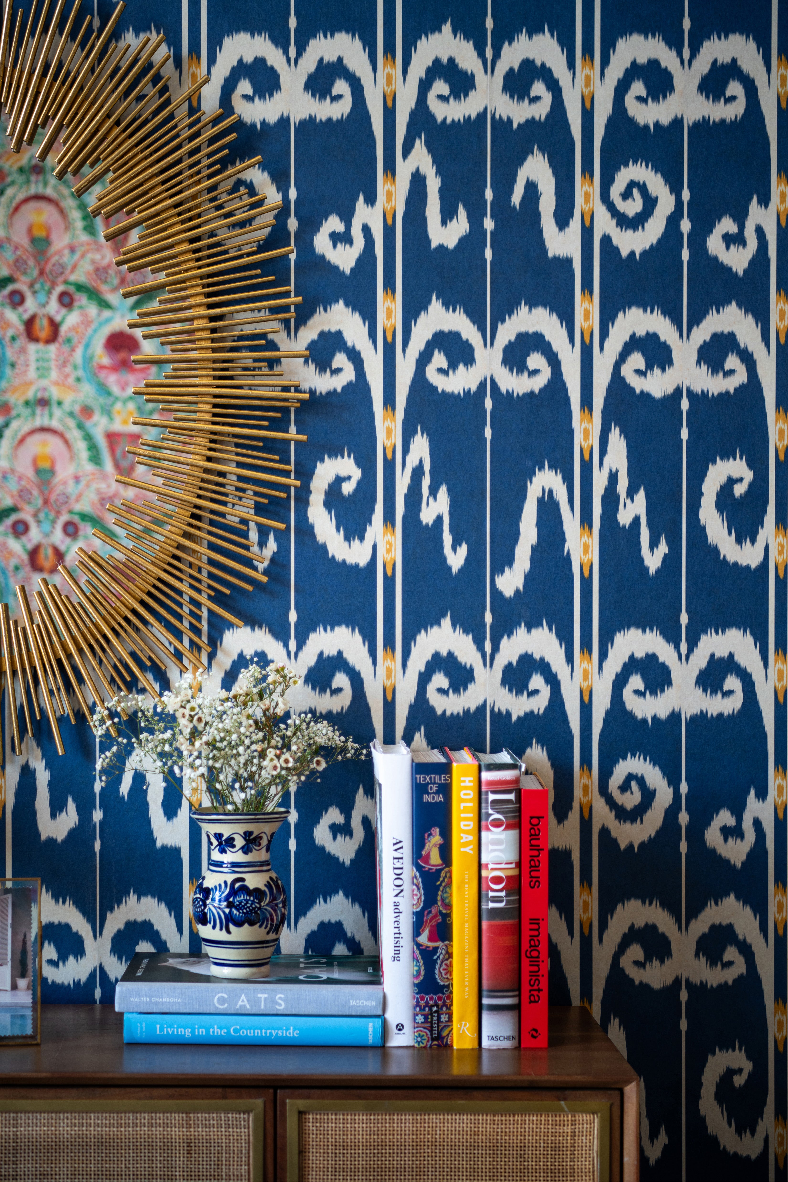 Elysia Ikat Wallpaper in celestial color - pattern number WP20908 - by Mind the Gap in the Transylvanian Rhapsody collection