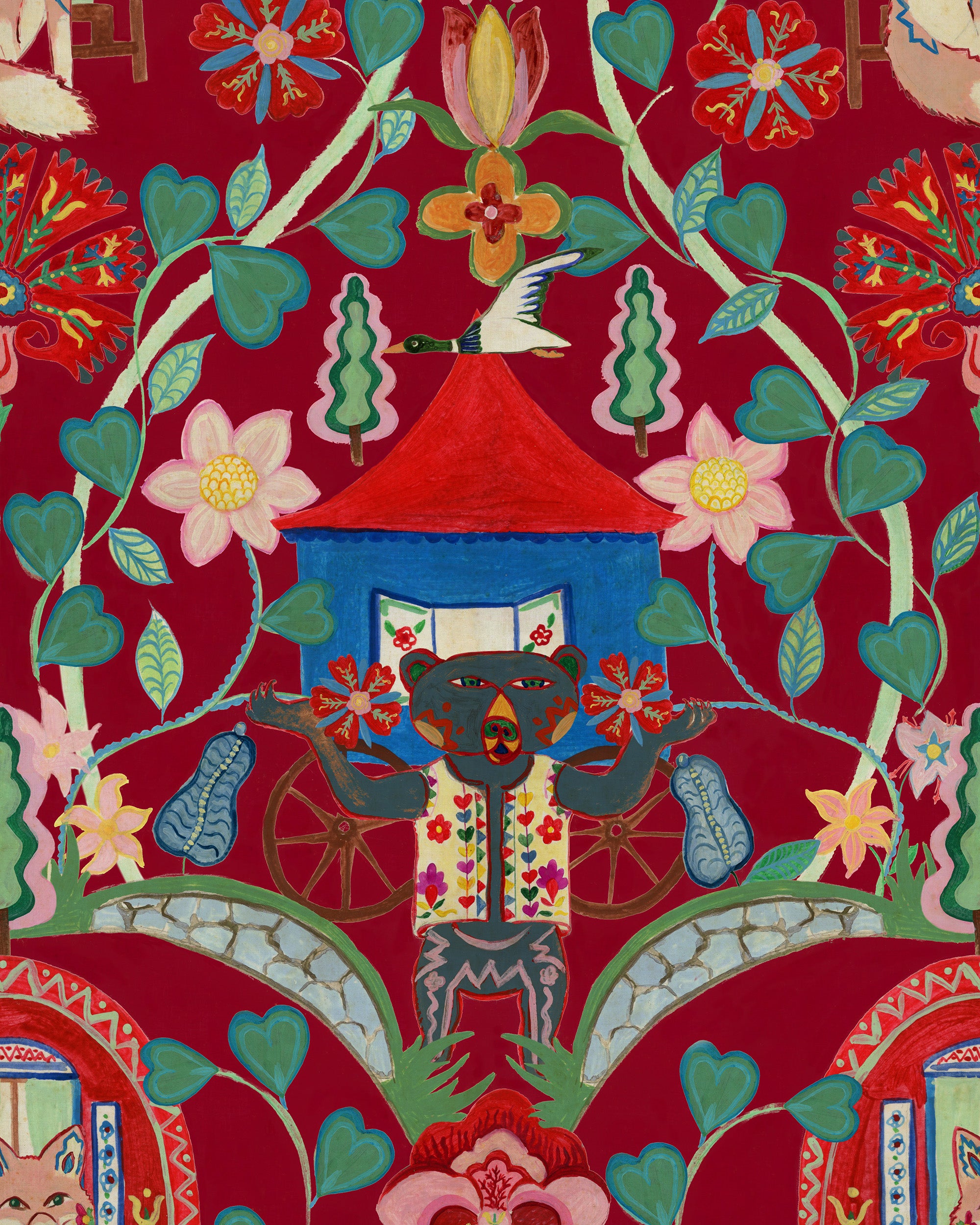 Gypsy Fairytale Wallpaper in ruby color - pattern number WP20918 - by Mind the Gap in the Transylvanian Rhapsody collection