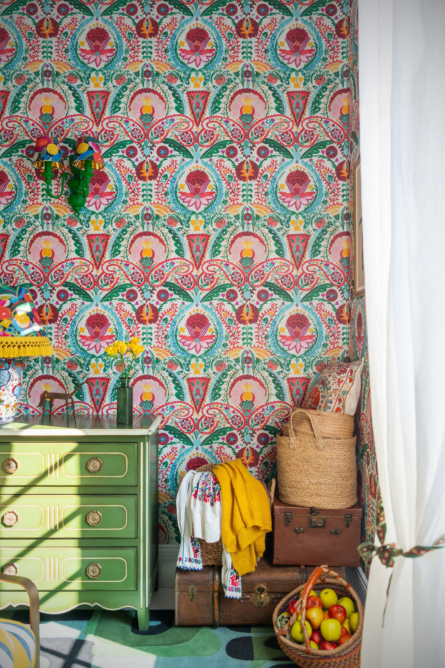 Rosa Mundi Wallpaper in multicolour color - pattern number WP20919 - by Mind the Gap in the Transylvanian Rhapsody collection