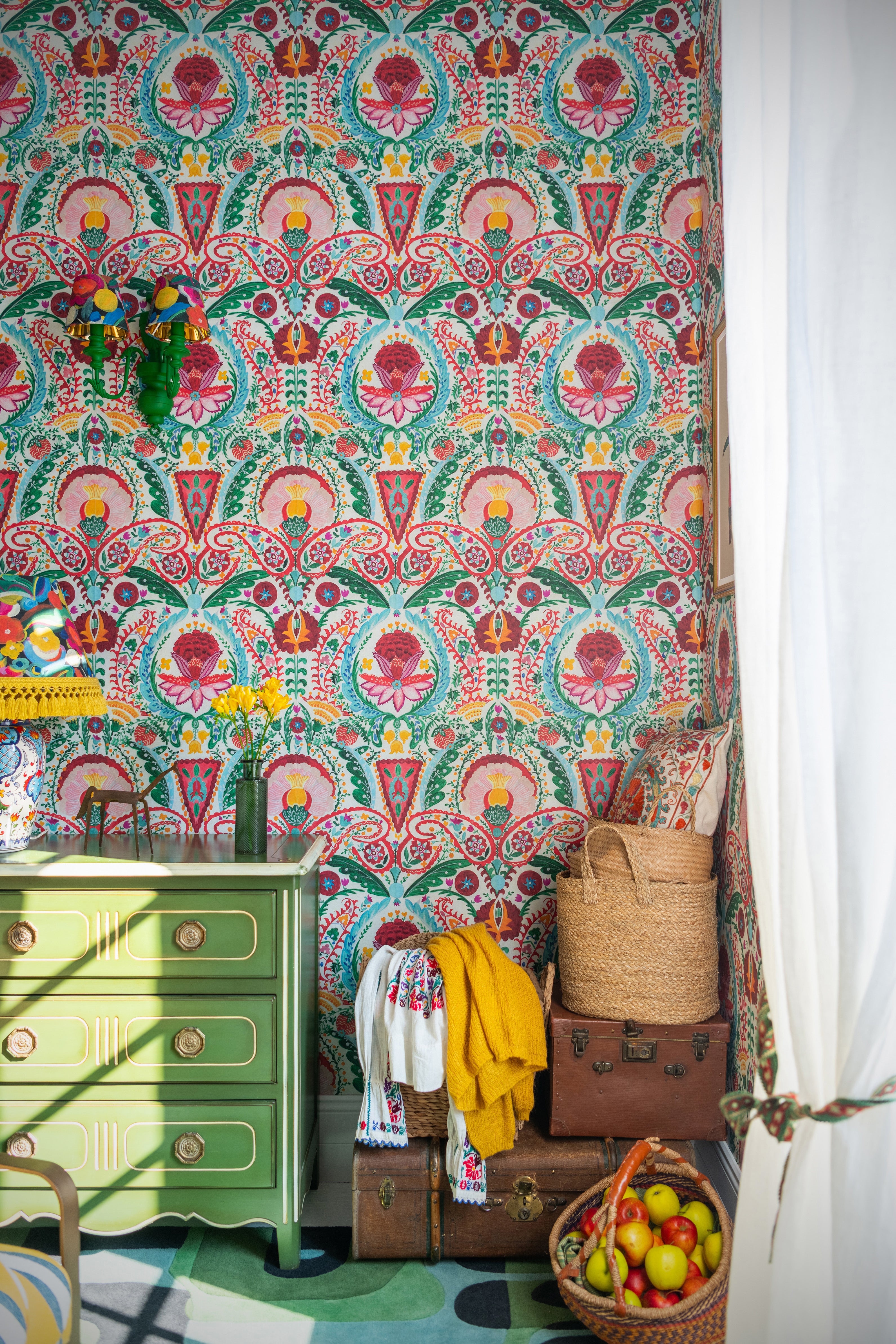 Rosa Mundi Wallpaper in multicolour color - pattern number WP20919 - by Mind the Gap in the Transylvanian Rhapsody collection