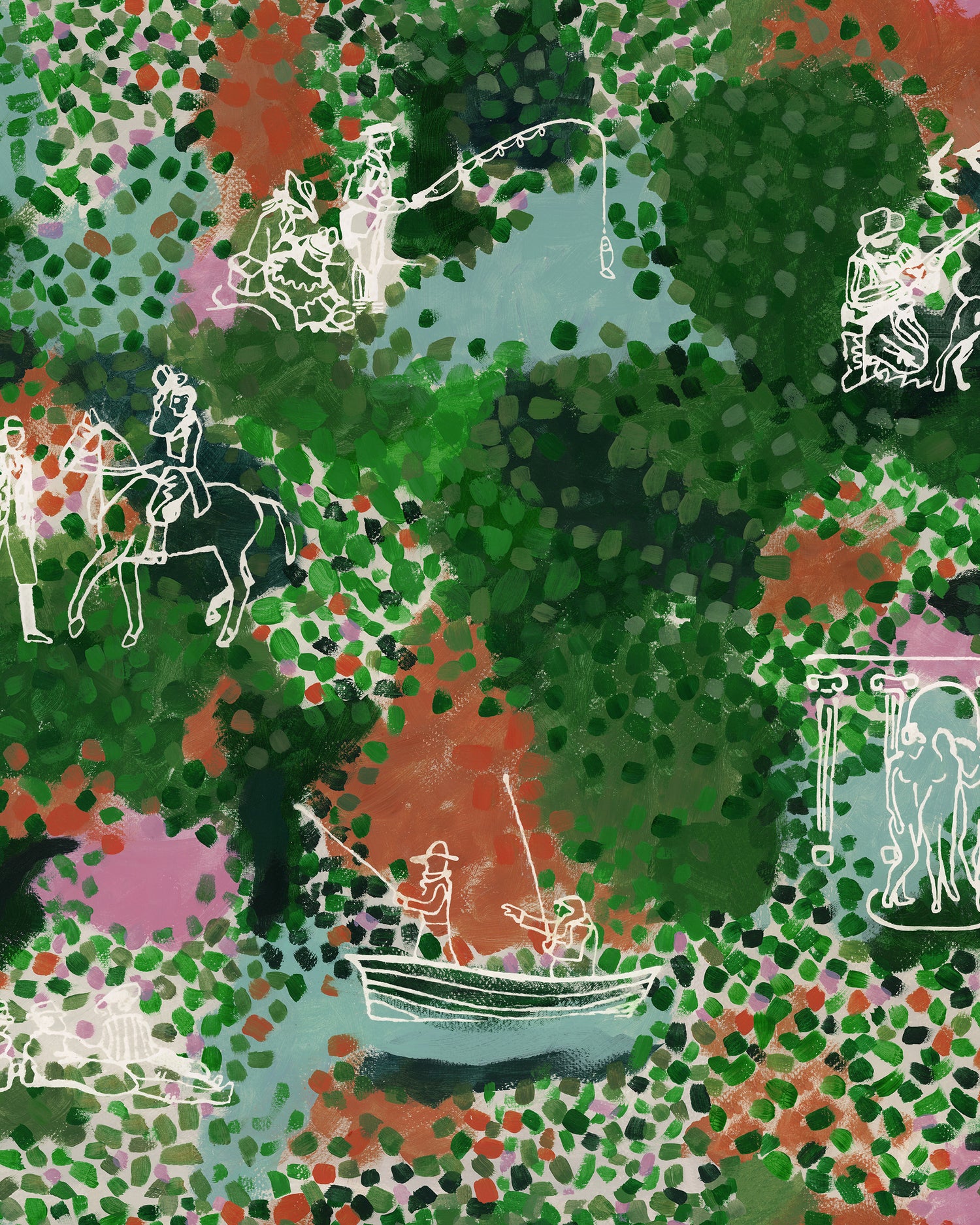 Castles Garden Wallpaper in verdant green color - pattern number WP20923 - by Mind the Gap in the Transylvanian Rhapsody collection
