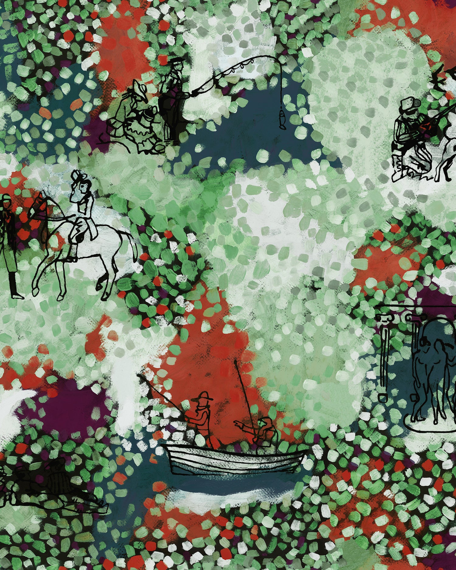 Castles Garden Wallpaper in green color - pattern number WP20924 - by Mind the Gap in the Transylvanian Rhapsody collection