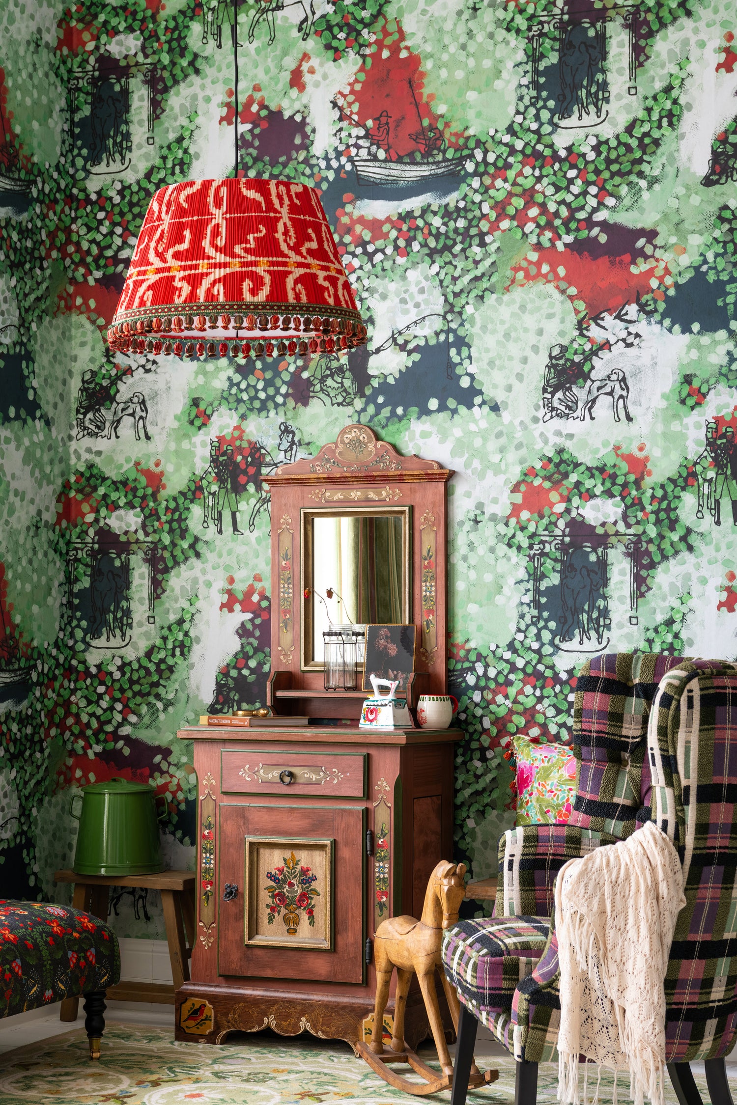 Castles Garden Wallpaper in green color - pattern number WP20924 - by Mind the Gap in the Transylvanian Rhapsody collection