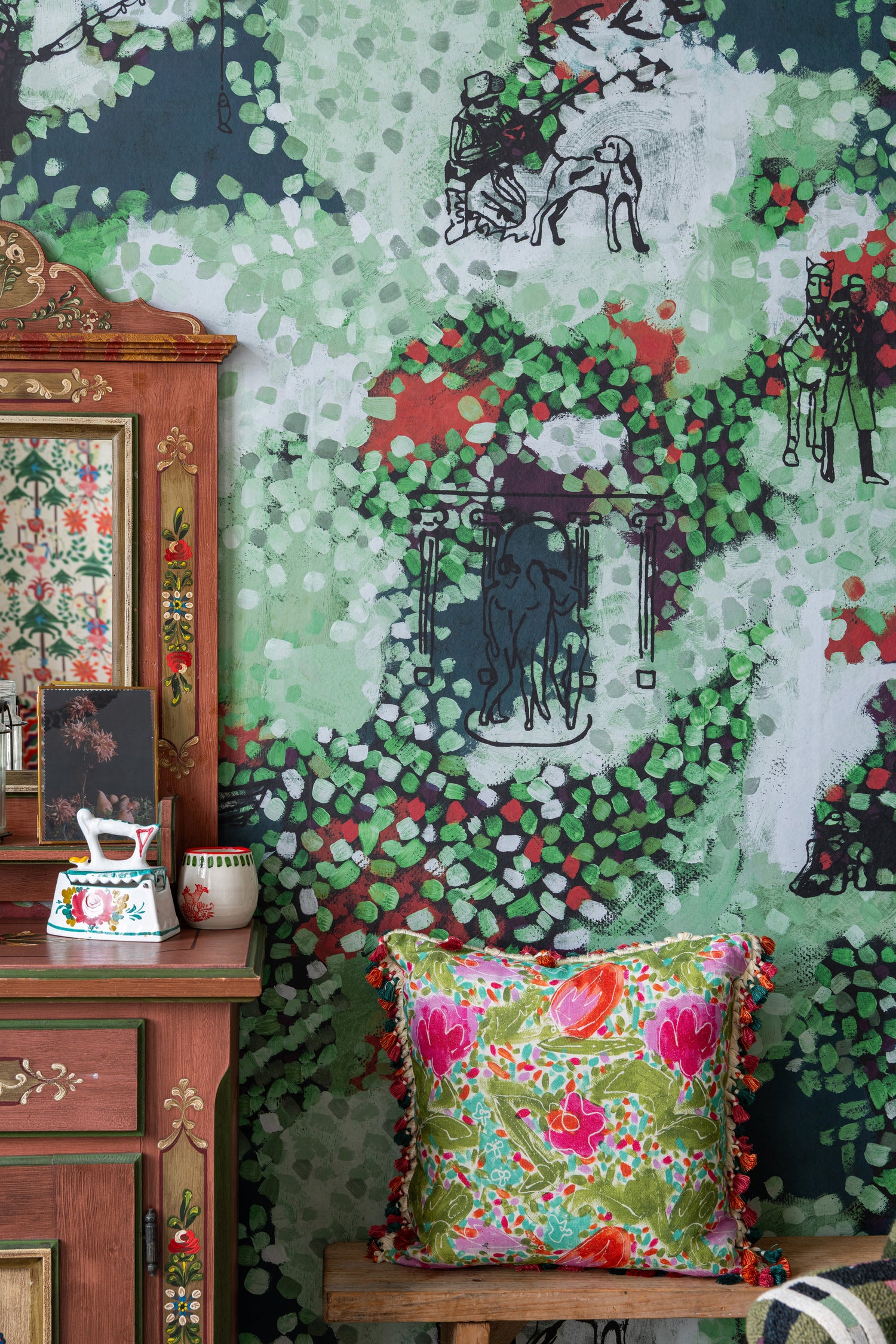 Castles Garden Wallpaper in green color - pattern number WP20924 - by Mind the Gap in the Transylvanian Rhapsody collection