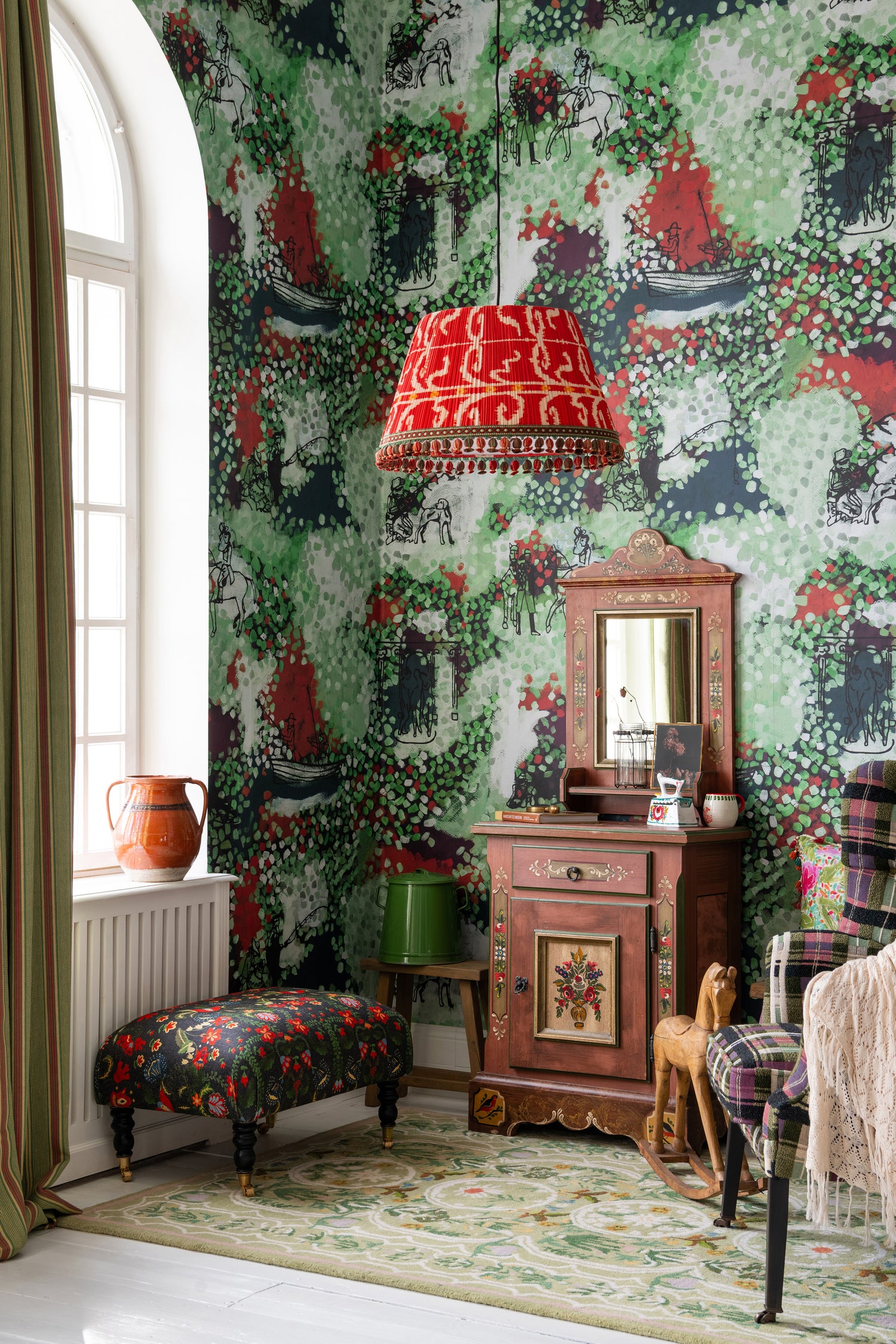 Castles Garden Wallpaper in green color - pattern number WP20924 - by Mind the Gap in the Transylvanian Rhapsody collection