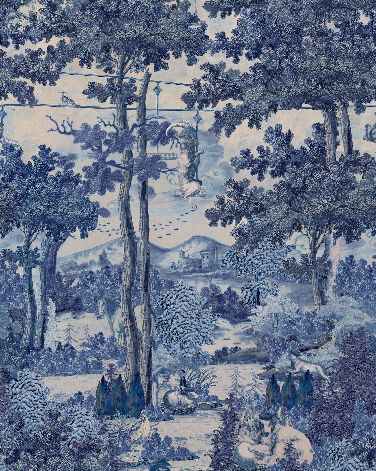 Toile Du Carpathians Wallpaper in indigo color - pattern number WP20925 - by Mind the Gap in the Transylvanian Rhapsody collection