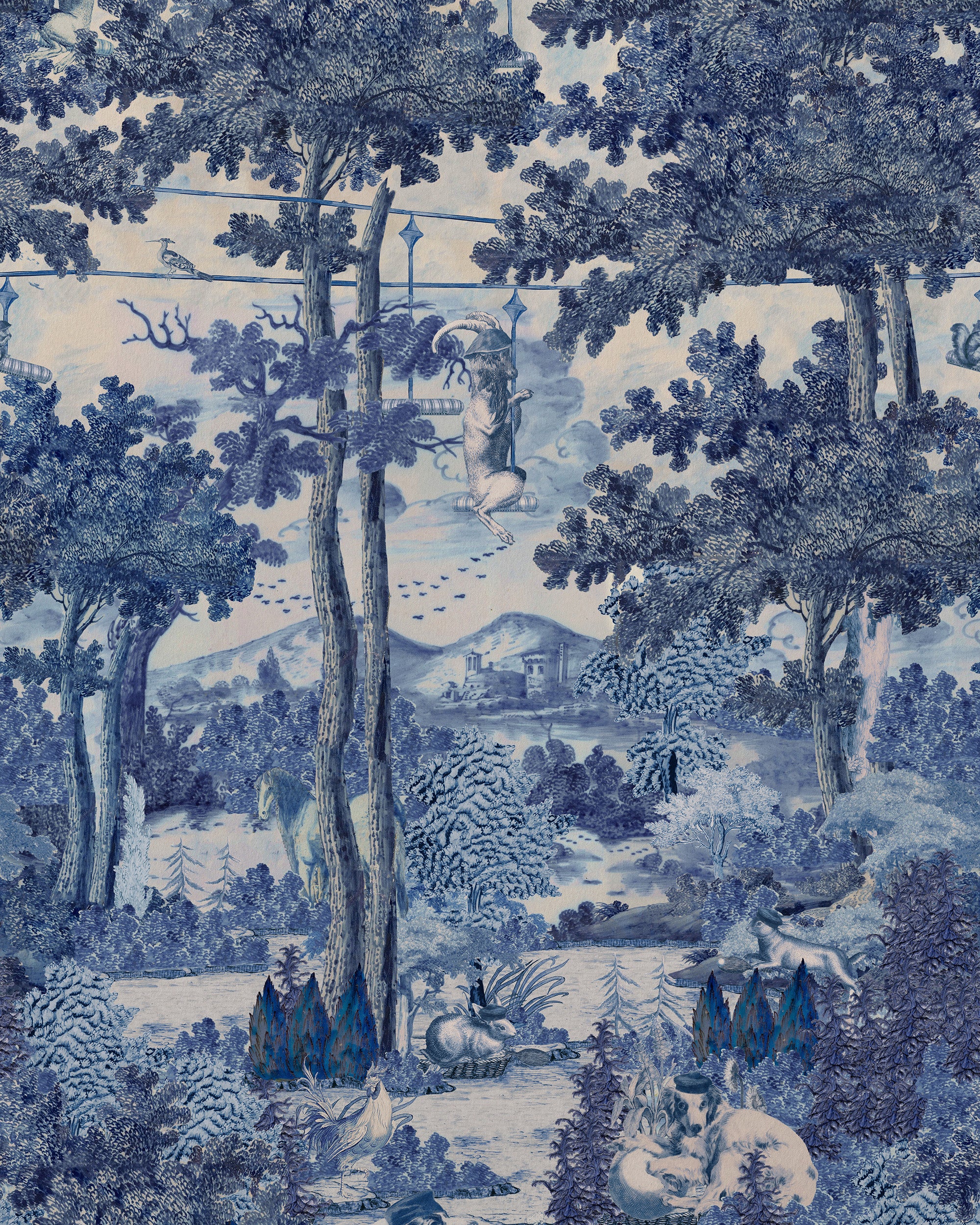 Toile Du Carpathians Wallpaper in indigo color - pattern number WP20925 - by Mind the Gap in the Transylvanian Rhapsody collection