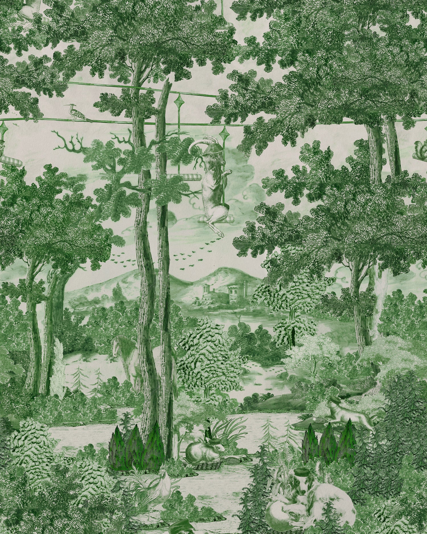 Toile Du Carpathians Wallpaper in evergreen color - pattern number WP20926 - by Mind the Gap in the Transylvanian Rhapsody collection