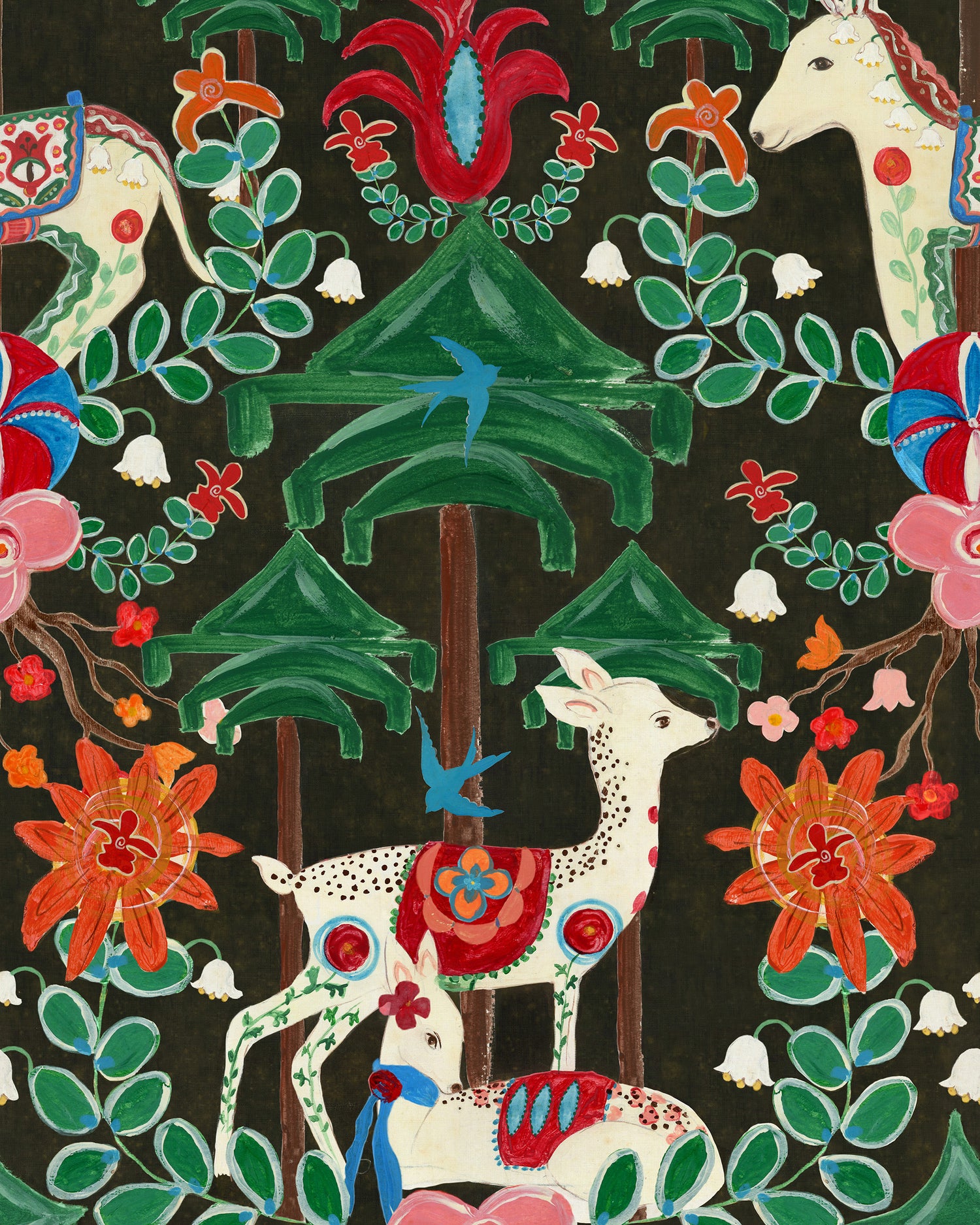 A Woodland Tale Wallpaper in anthracite color - pattern number WP20932 - by Mind the Gap in the Transylvanian Rhapsody collection