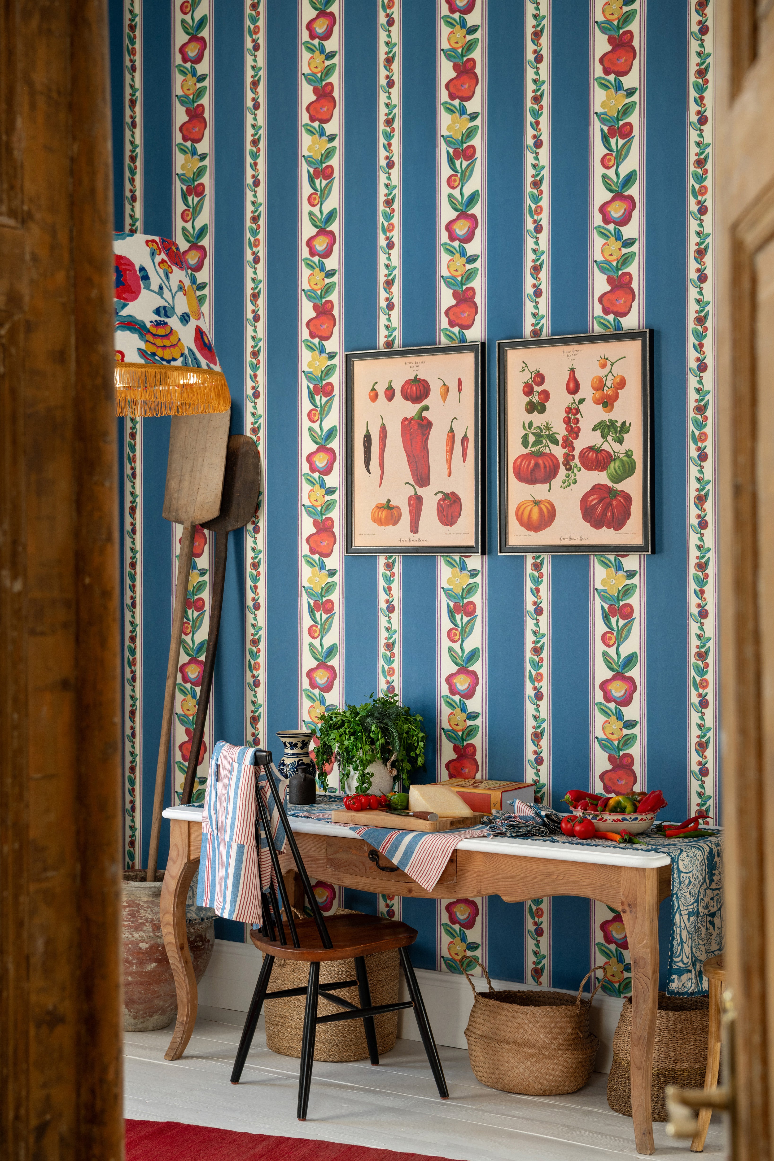 Dainty Flowering Wallpaper in azure color - pattern number WP20938 - by Mind the Gap in the Transylvanian Rhapsody collection