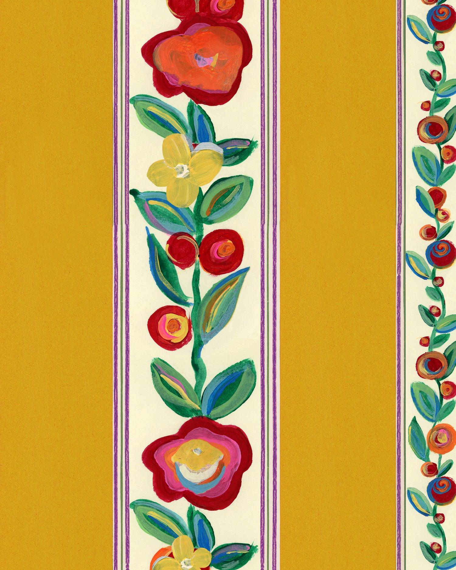 Dainty Flowering Wallpaper in golden color - pattern number WP20940 - by Mind the Gap in the Transylvanian Rhapsody collection
