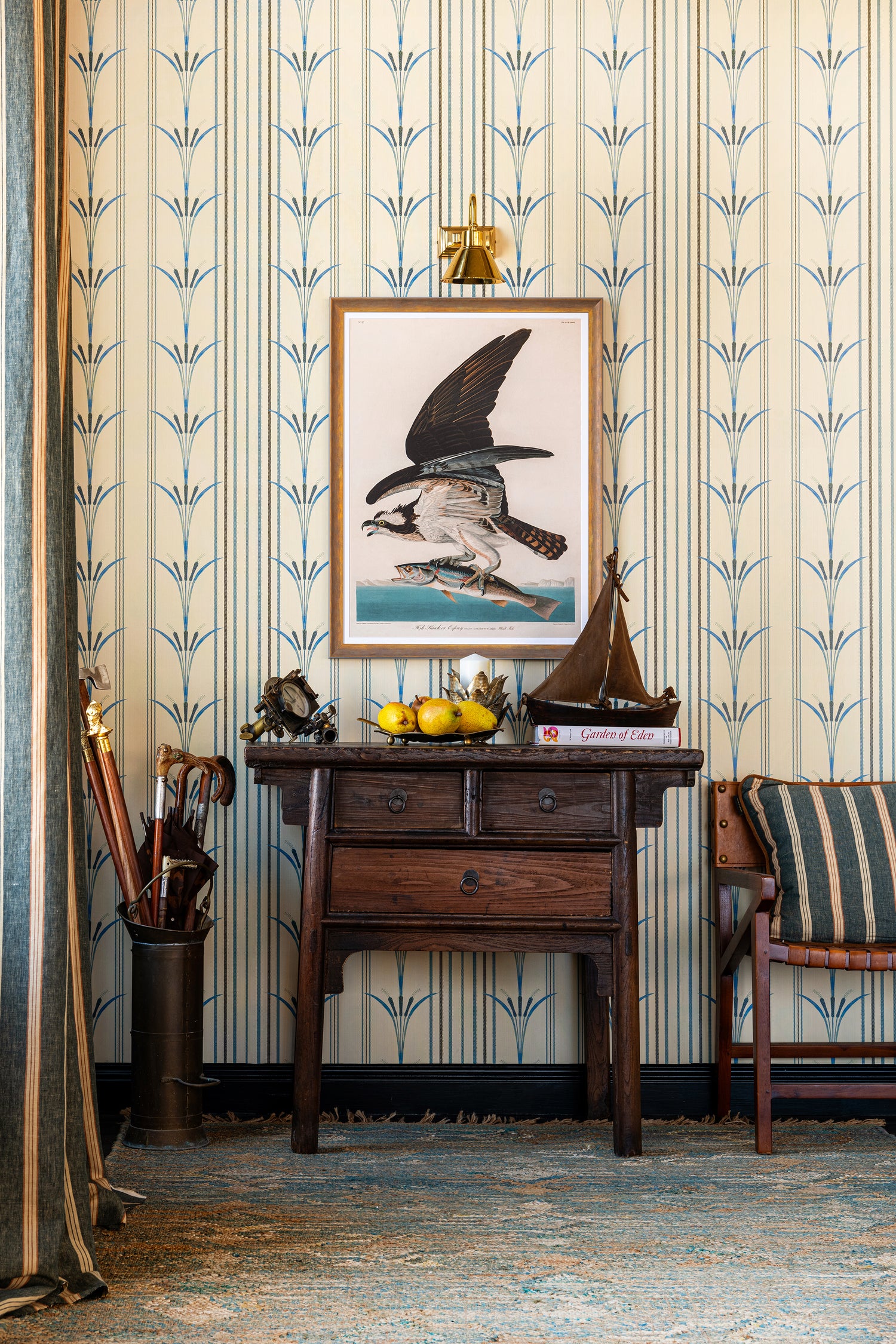 Danube Stripe wallpaper in blue color - pattern number WP30156 - by Mind the Gap in the The Wetlands collection