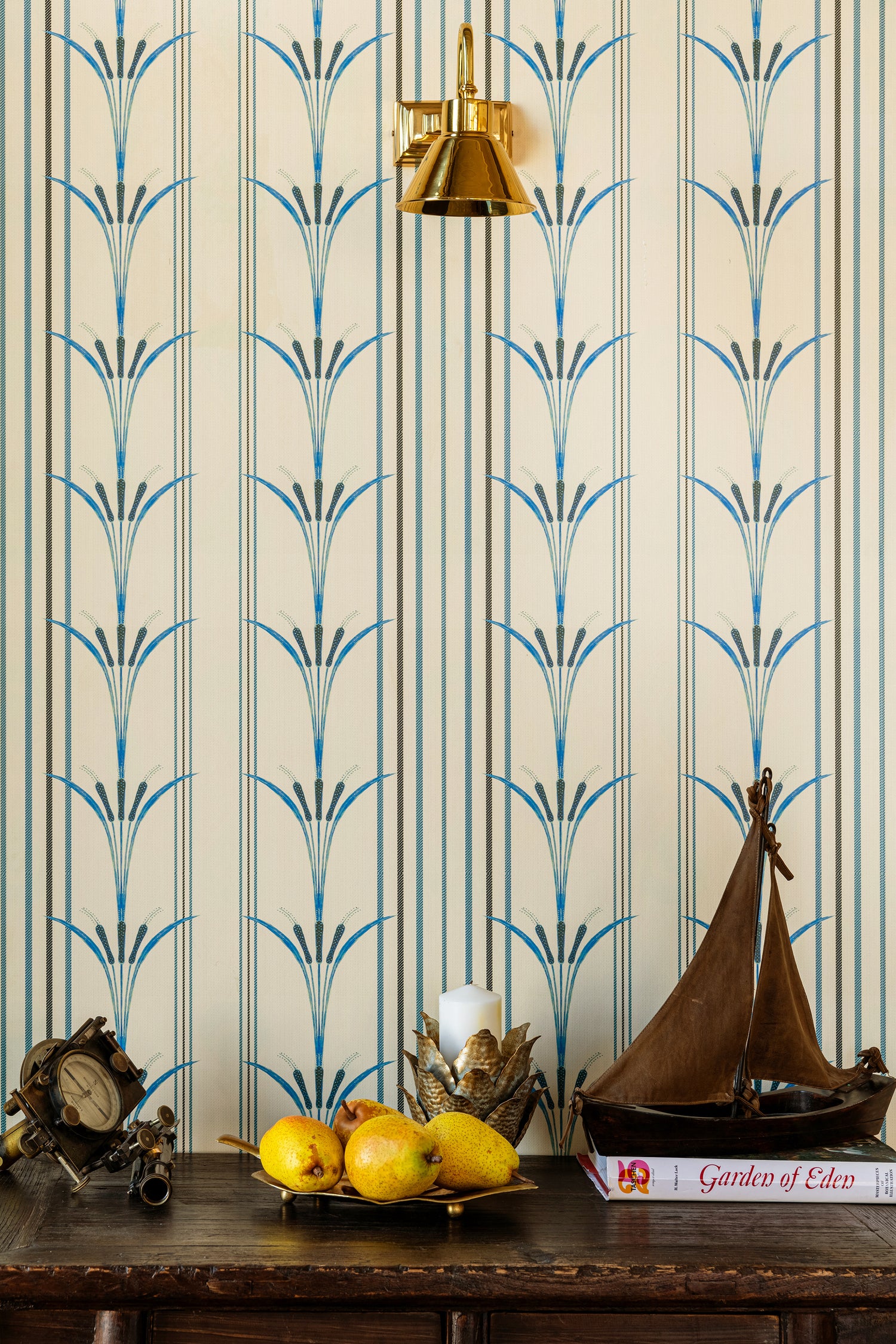 Danube Stripe wallpaper in blue color - pattern number WP30156 - by Mind the Gap in the The Wetlands collection