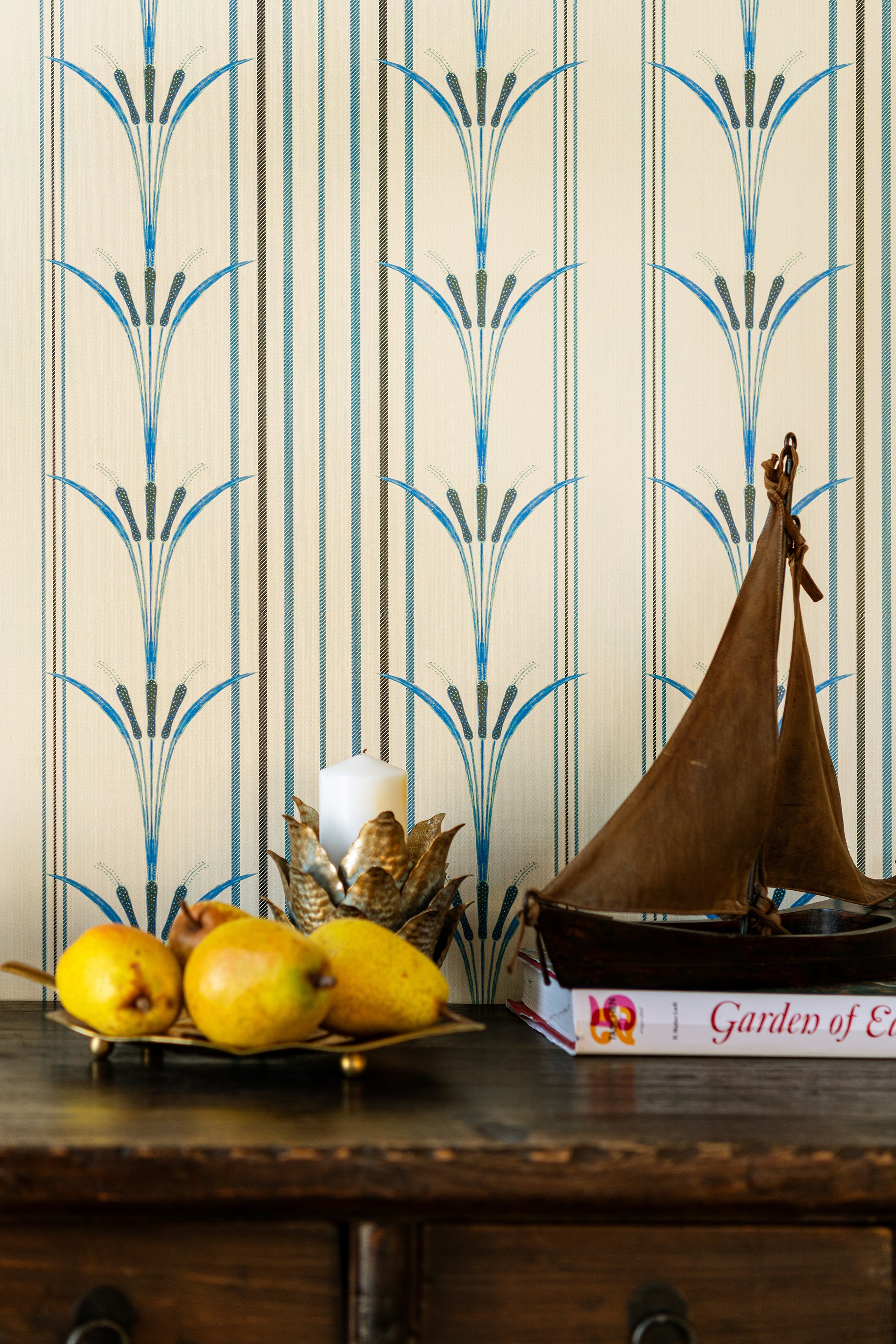 Danube Stripe wallpaper in blue color - pattern number WP30156 - by Mind the Gap in the The Wetlands collection