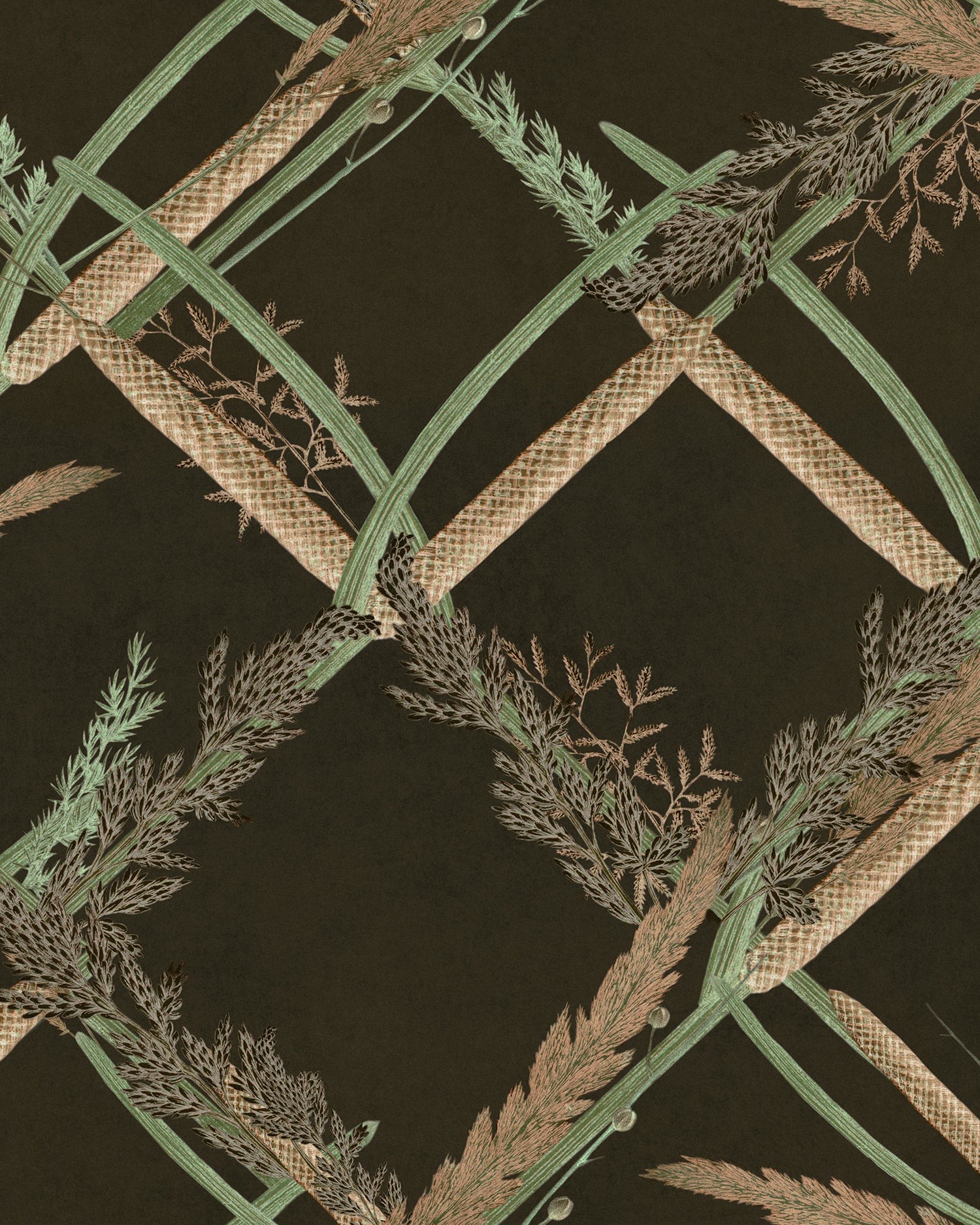 Ornamental Reed wallpaper in anthracite color - pattern number WP30163 - by Mind the Gap in the The Wetlands collection