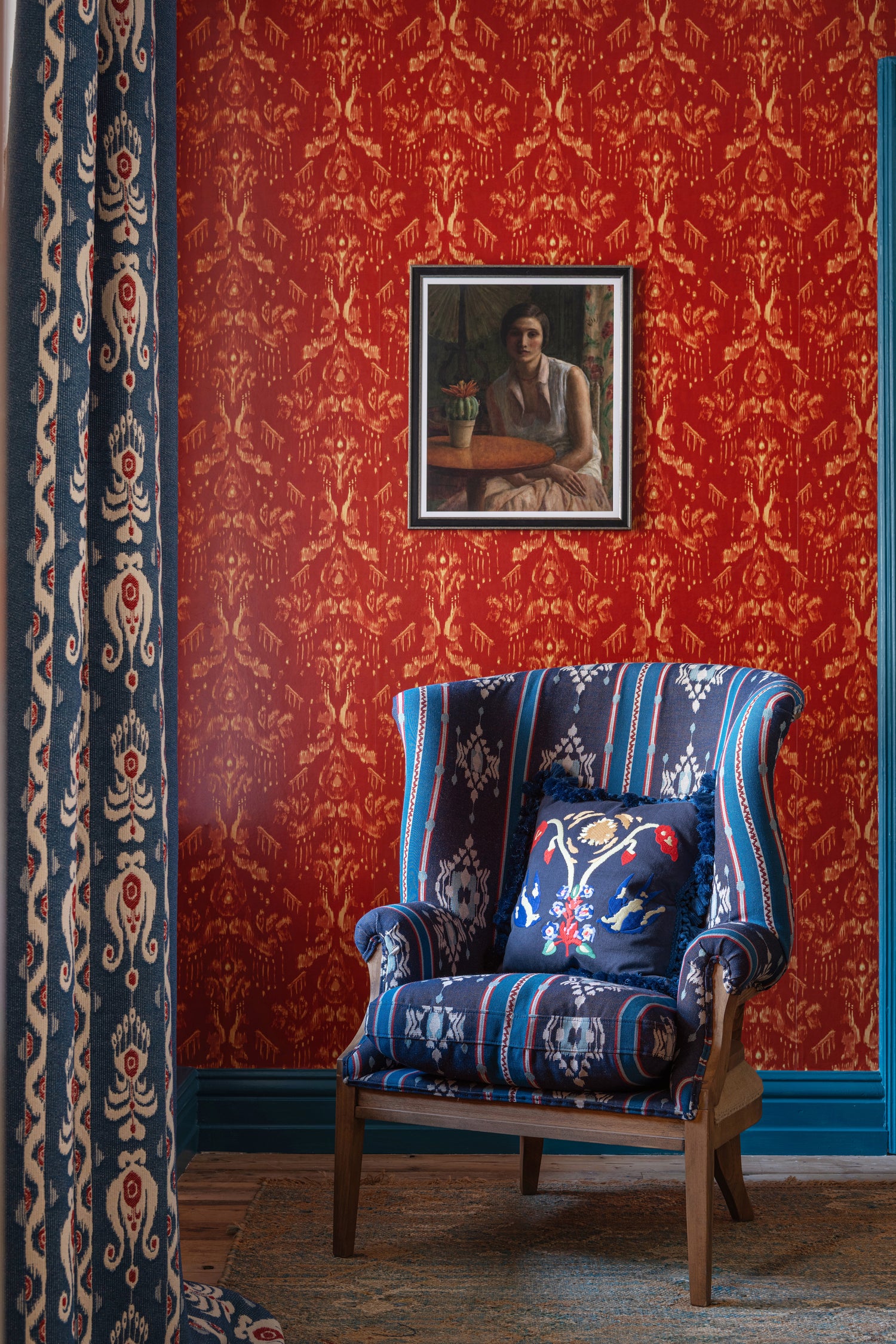 Ancestral Ikat Wallpaper in copper color - pattern number WP30262 - by Mind the Gap in the Transylvanian Rhapsody collection