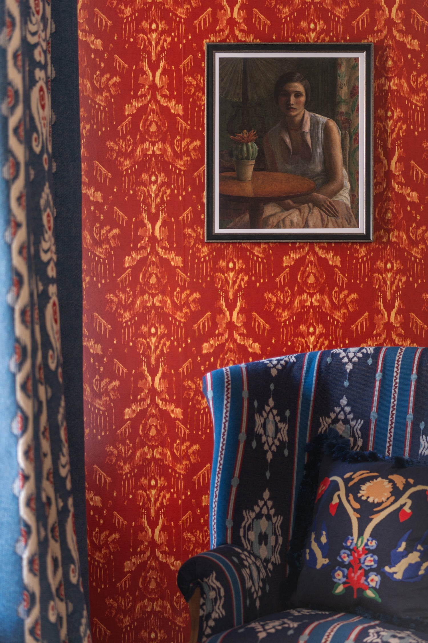 Ancestral Ikat Wallpaper in copper color - pattern number WP30262 - by Mind the Gap in the Transylvanian Rhapsody collection