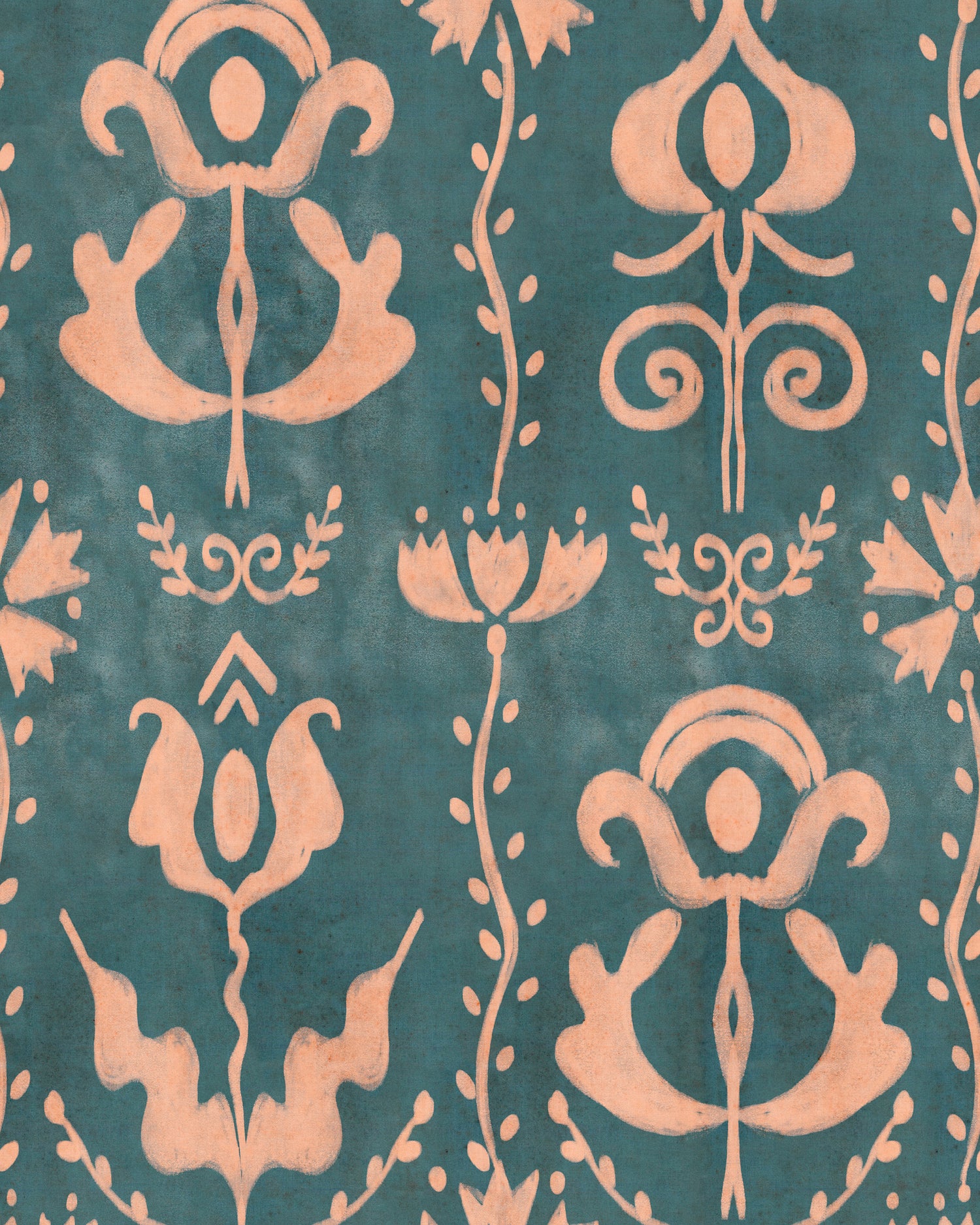 Grandmas Stencil Wallpaper in milky blue color - pattern number WP30276 - by Mind the Gap in the Transylvanian Rhapsody collection