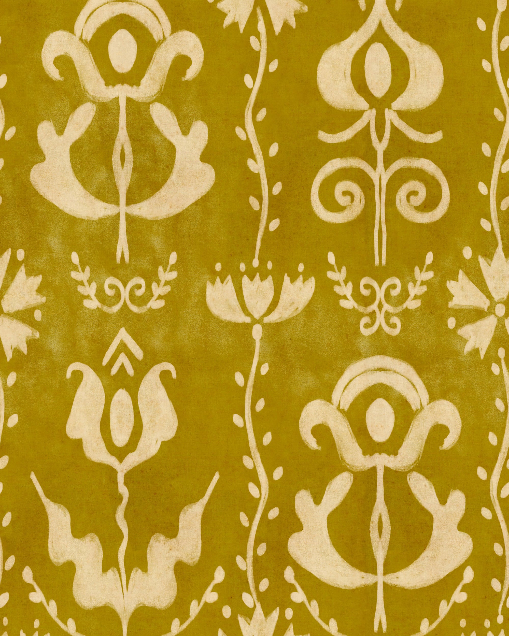 Grandmas Stencil Wallpaper in mustard color - pattern number WP30277 - by Mind the Gap in the Transylvanian Rhapsody collection