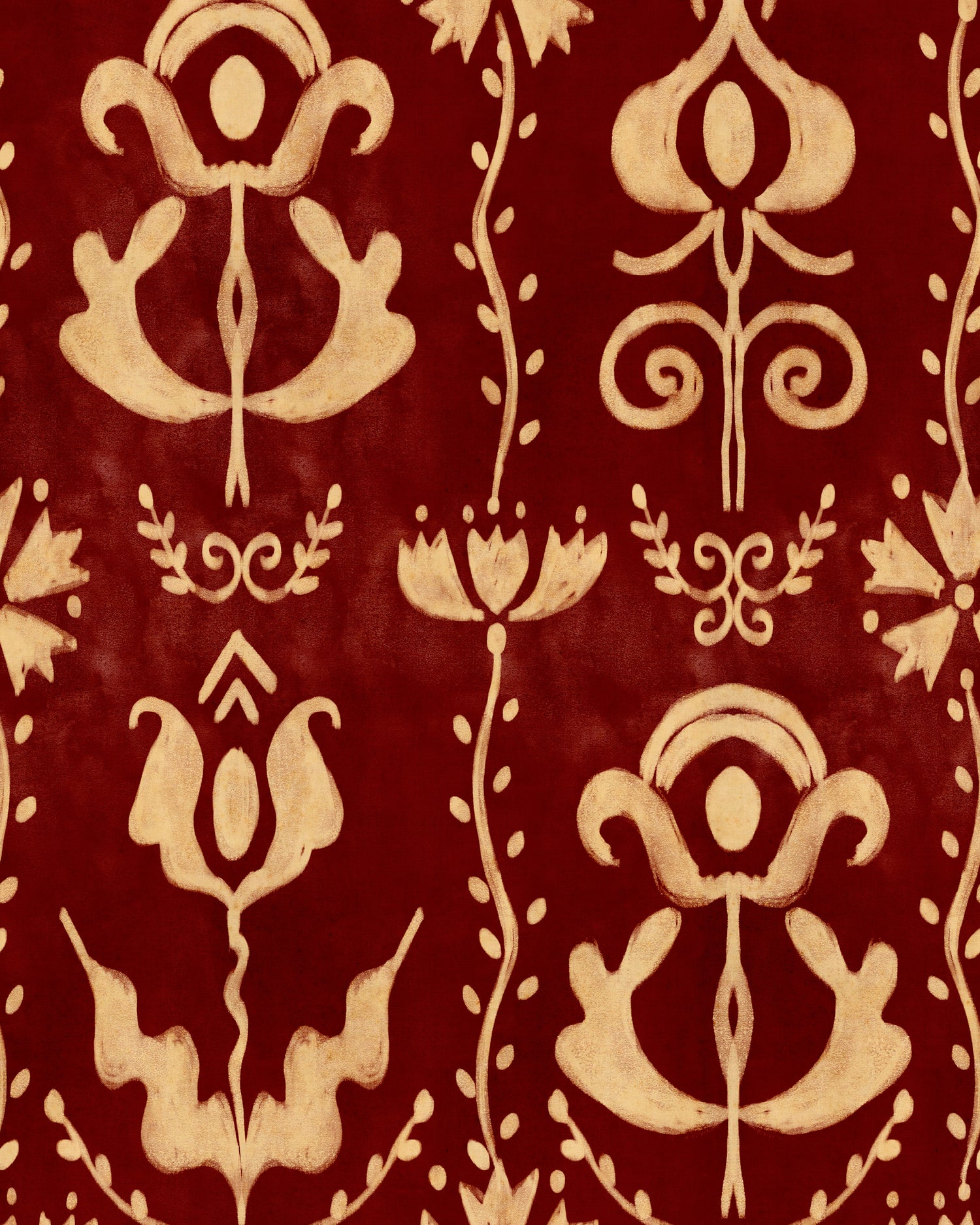 Grandmas Stencil Wallpaper in scarlet color - pattern number WP30278 - by Mind the Gap in the Transylvanian Rhapsody collection